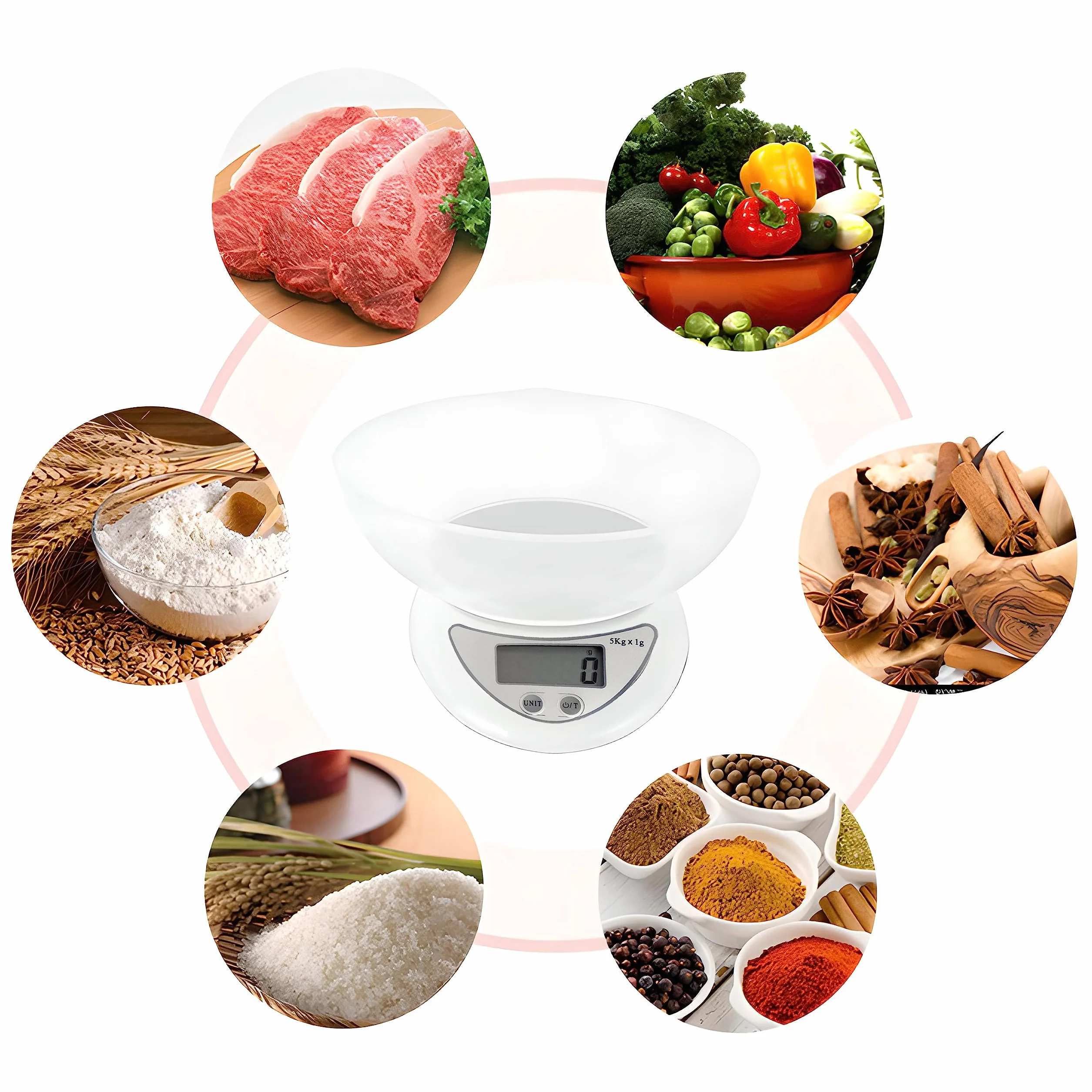 Retoo skala kuchenna elektroniczna z misą 790ml, waga cyfrowa PT-860, 5 kg/11 lb, waga kuchenna, waga precyzyjna, funkcja tary, wyświetlacz LCD, automatyczne wyłączanie, 11,3x5,3x17,5 cm, srebrna