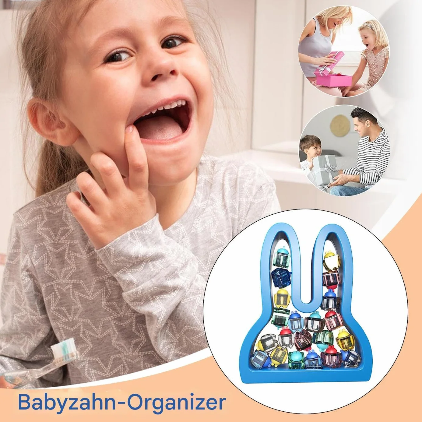 Generisch Tooth Keepsake Box, Baby Teeth Collection, Labels, Bunny Shaped Growth Record Keepsake 5.35x6.46x1.34 cali for Kids, Memory Storage Case Home, School and Birthday