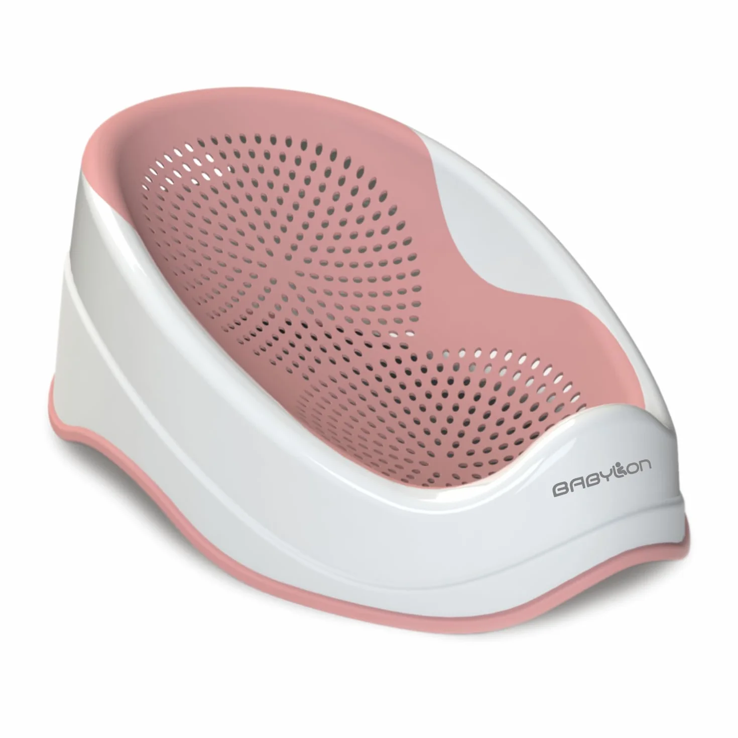 BABYLON DOLPHIN Siedzisko do wanny dla niemowląt od 0-6 miesięcy – ergonomiczna wanna dla dzieci – hipoalergiczna, odporna na pleśń, antypoślizgowa – wanna pod prysznic – różowa