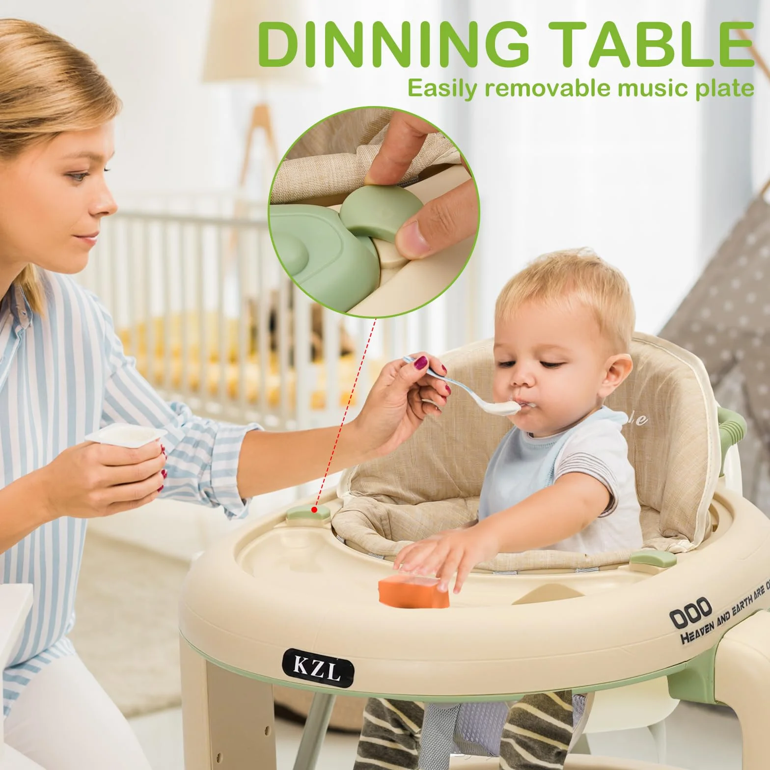 Pomoc w nauce chodzenia dla niemowląt, 3 w 1 Baby Walker z regulacją wysokości, bezpieczny wózek do nauki chodzenia z cichymi kołami 360°, wyjmowana taca do jedzenia, światło i centrum zabaw od 9 do