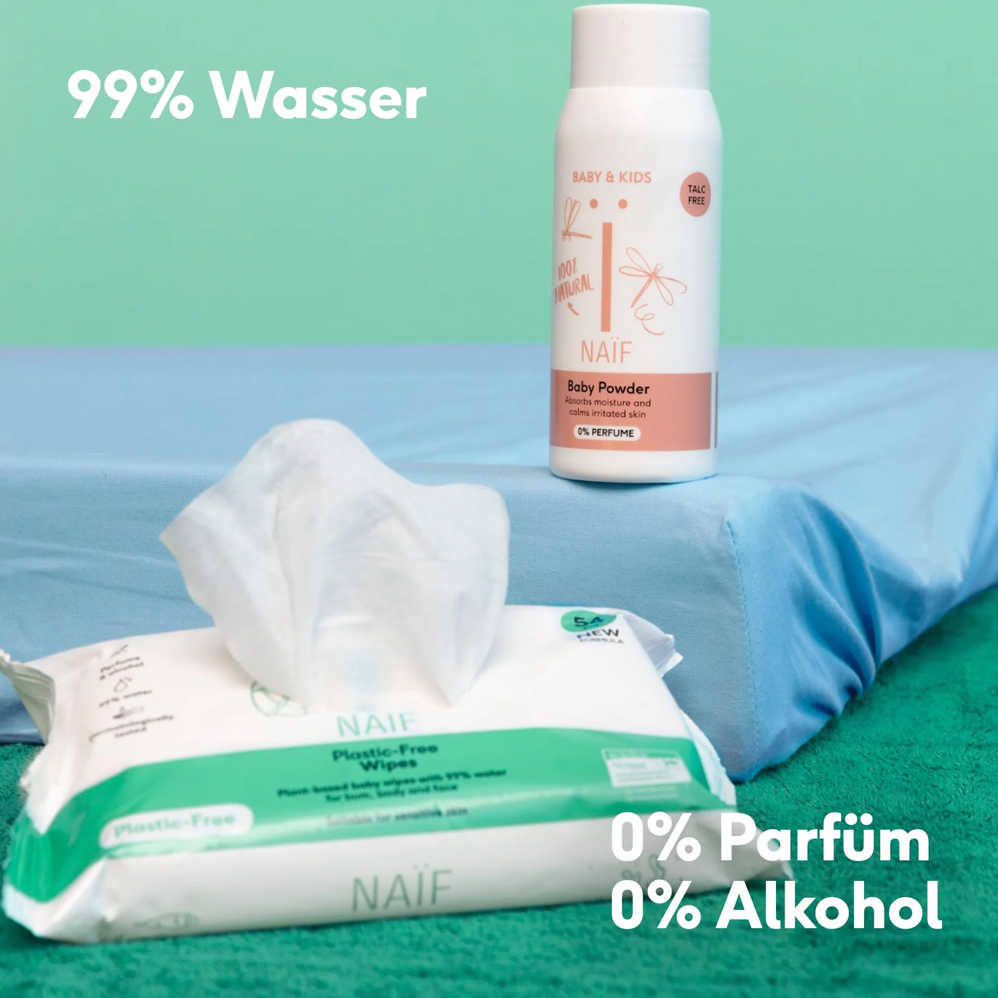NAÏF Chusteczki nawilżające bez plastiku, pudełko do przechowywania na ciele lub twarz, 3 kg, białe, bez perfum, 432 szt