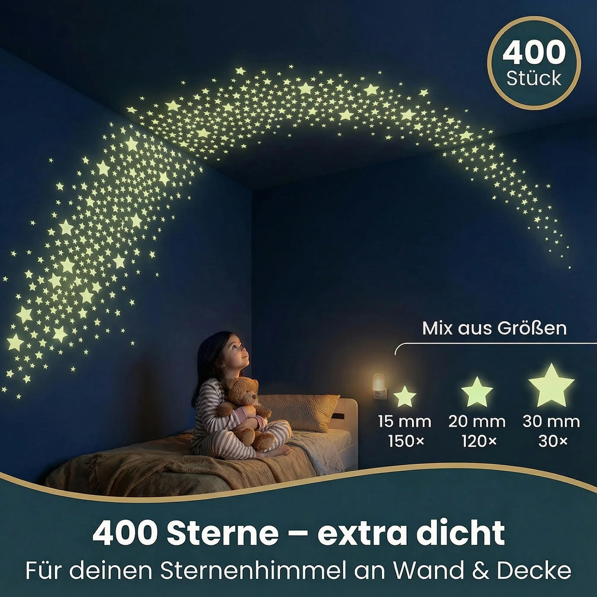 Homery Gwiaździste niebo do pokoju dziecięcego, 400 świecących gwiazd, samoprzylepne, uspokajające światło, naklejki, w zestawie instrukcja kreatywności (może nie być dostępna w j. polskim)