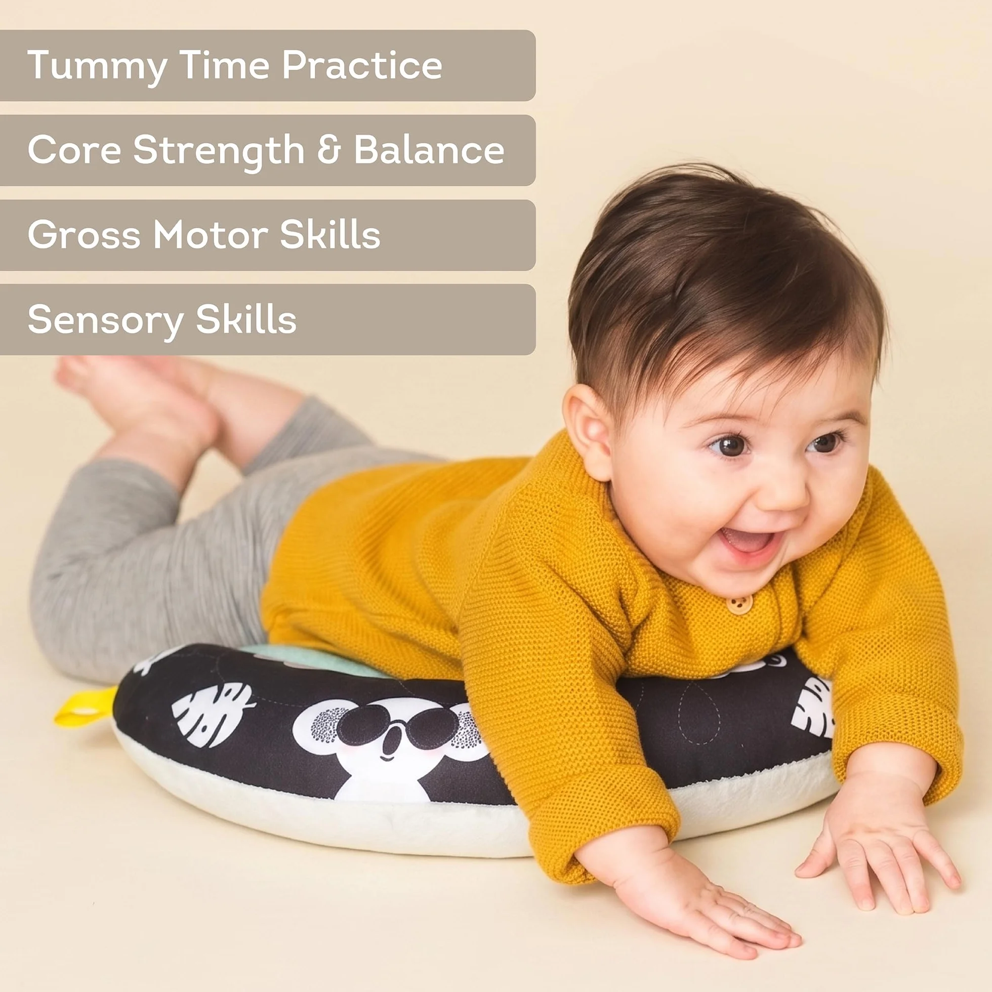 Taf Toys 2 in 1 Tummy Time Developmental Pillow. Multi-use Super Soft Comfy Newborn Baby Nursery Support Pillow. Helps Strengthen Baby's Core & Neck Muscles. Suitable for Boys & Girls from Birth
