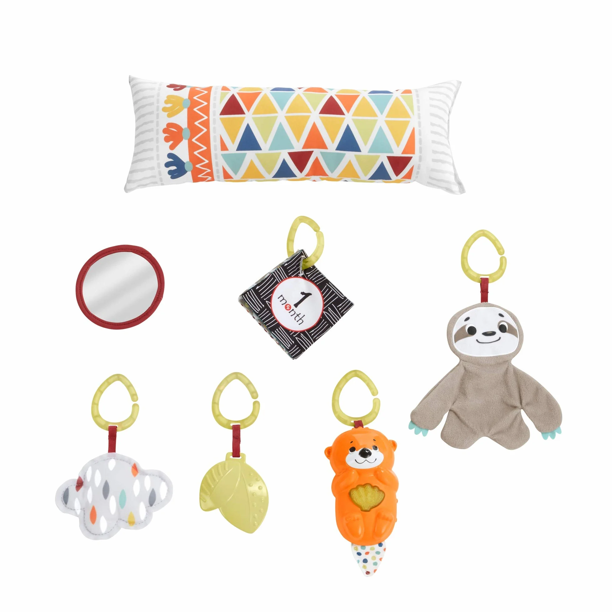 Fisher-Price Hbb74-5 Zmysłowa Mata do Zabawy dla Niemowlaka, Miękka Mata do Raczkowania z Zabawkami Sensorycznymi, Sześć Wyjmowanych Zabawek Aktywizujących, Wyposażenie Niemowlaka od Urodzenia
