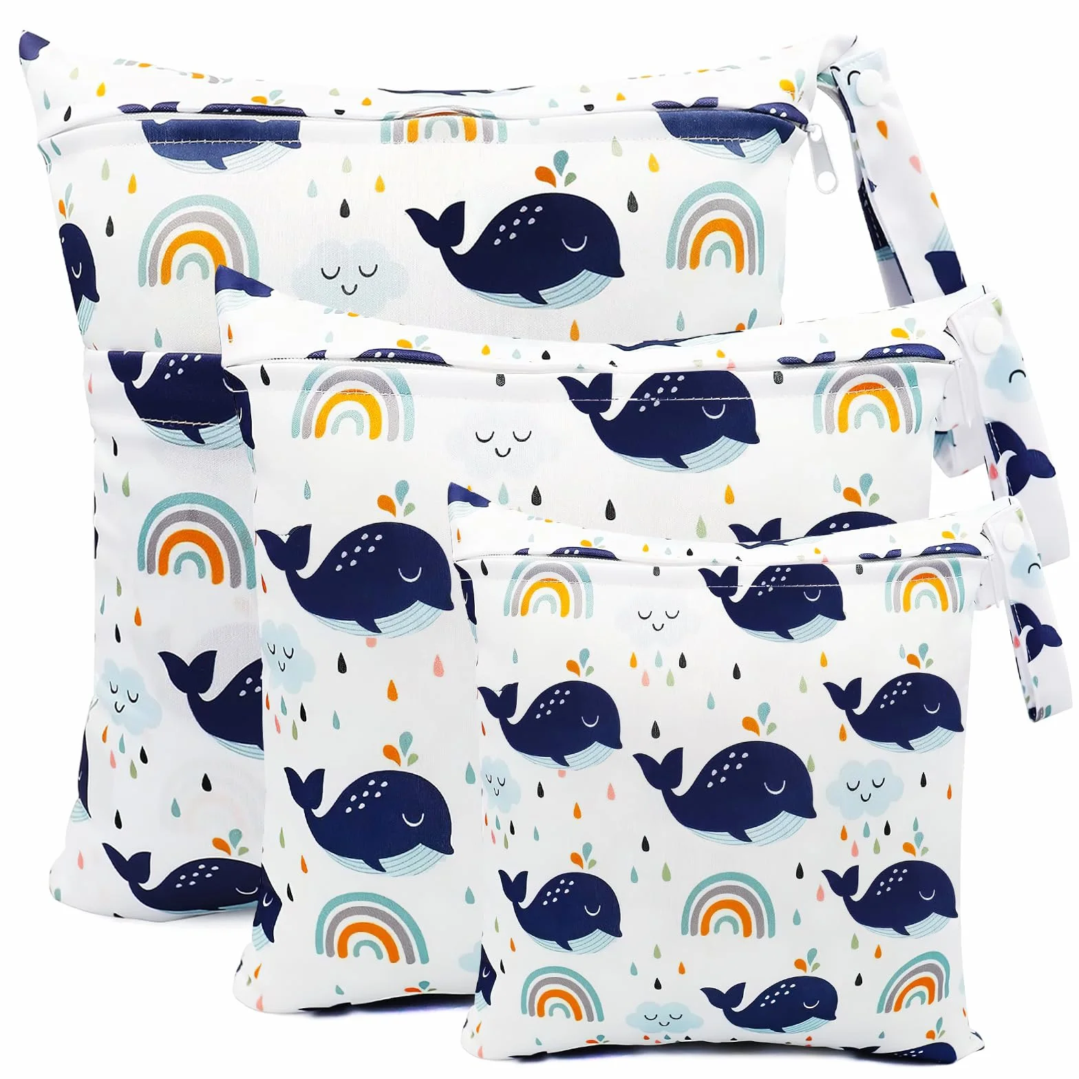 Wetbag, 3 sztuki toreb na mokro, do przedszkola, na mokro, do pływania, wodoszczelna, nadaje się do prania, na pieluchy, na podróż, plażę, basen, siłownię, 3 sztuki, wielokolorowa, Wet Bag