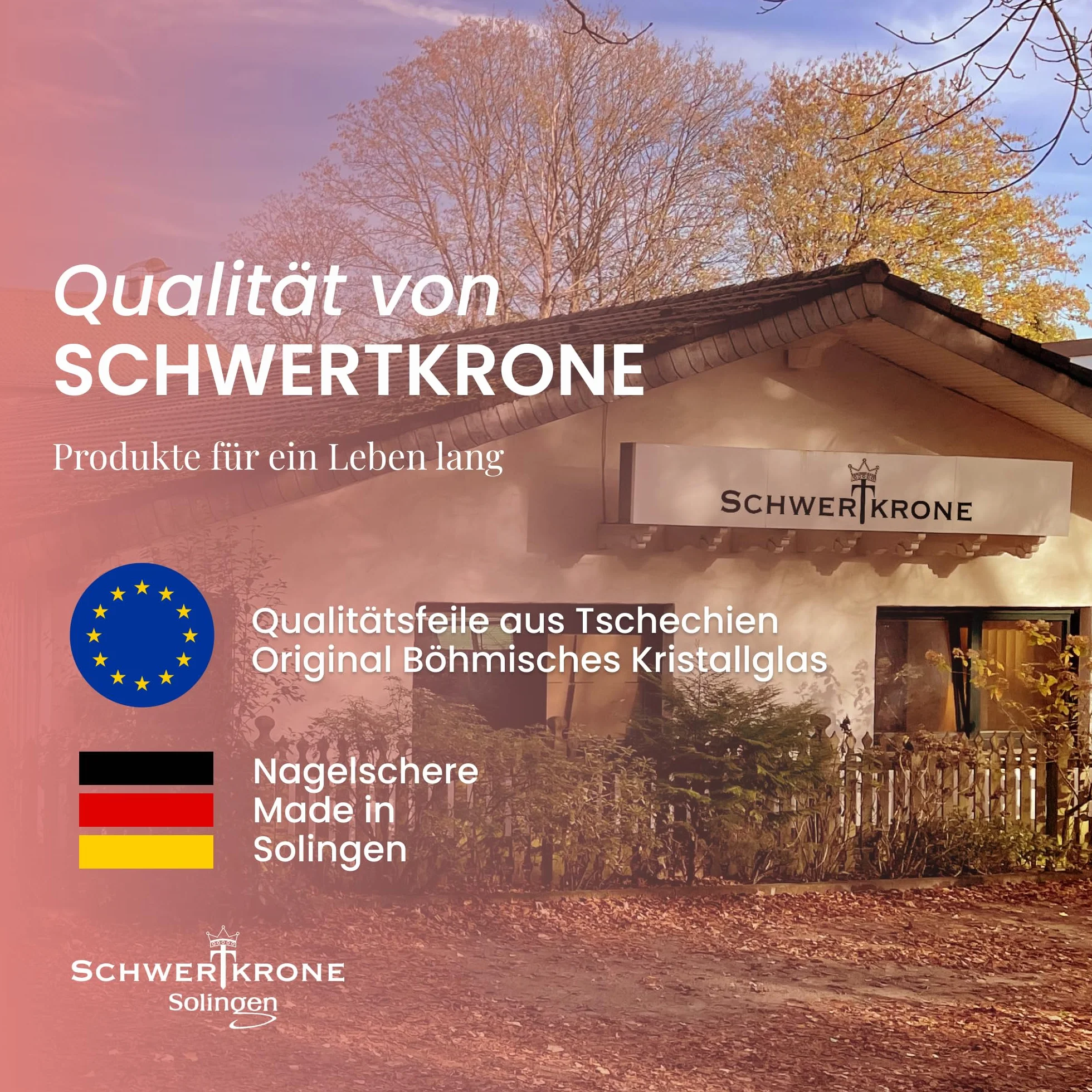 SCHWERTKRONE Solinger zestaw do paznokci dla niemowląt – nożyczki do paznokci dla niemowląt z zaokrągloną końcówką i szklanym pilnikiem do paznokci z czeskiego kryształu – bezpieczne i delikatne dla
