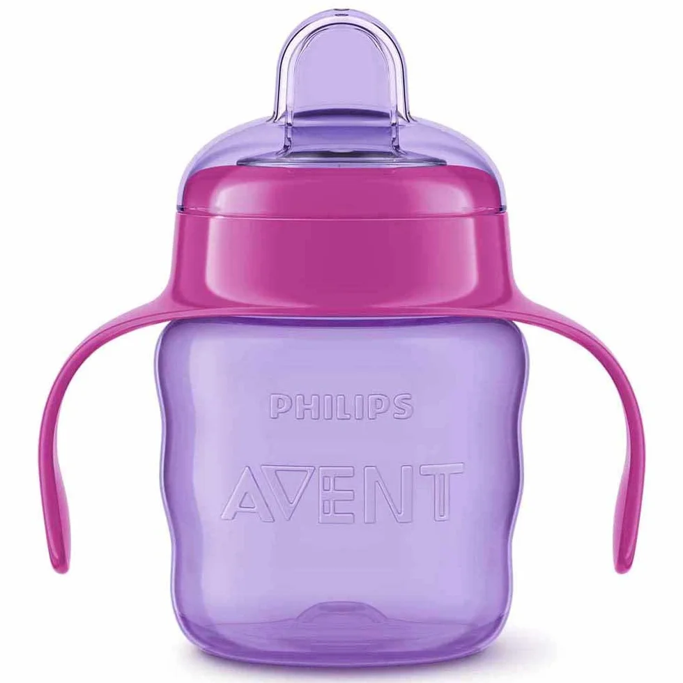 Philips Avent SCF551/03 - Vaso con boquilla silikonowa para niña, válvula antigoteo, sin BPA, para niemowlęca 6 sztuk, 200 ml, kolor różowy
