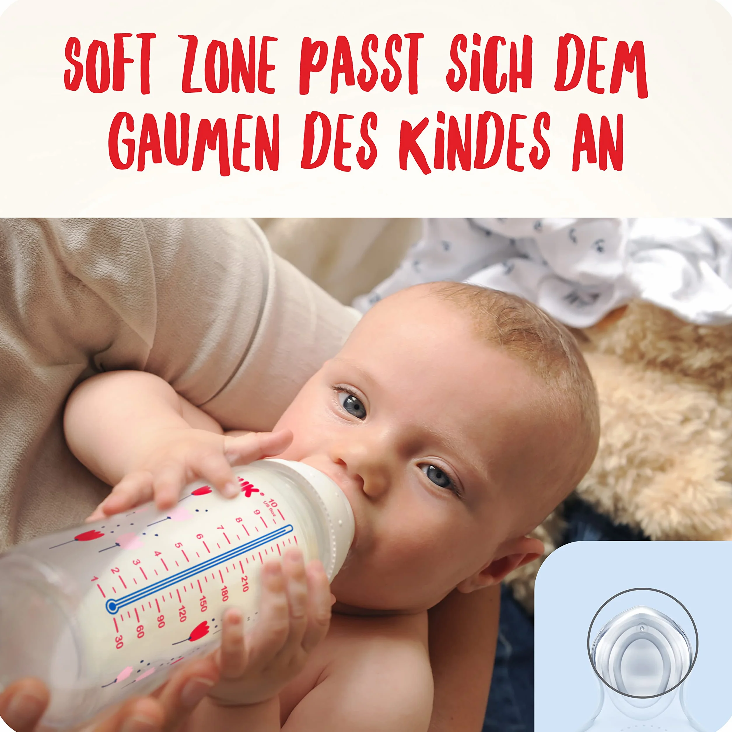 NUK First Choice+ butelki dla niemowląt ze szkła, zestaw startowy | 0 – 6 miesięcy | 4 x butelka dla niemowląt i pudełko na butelki | nie zawiera BPA | serce (neutralne) | 5 sztuk