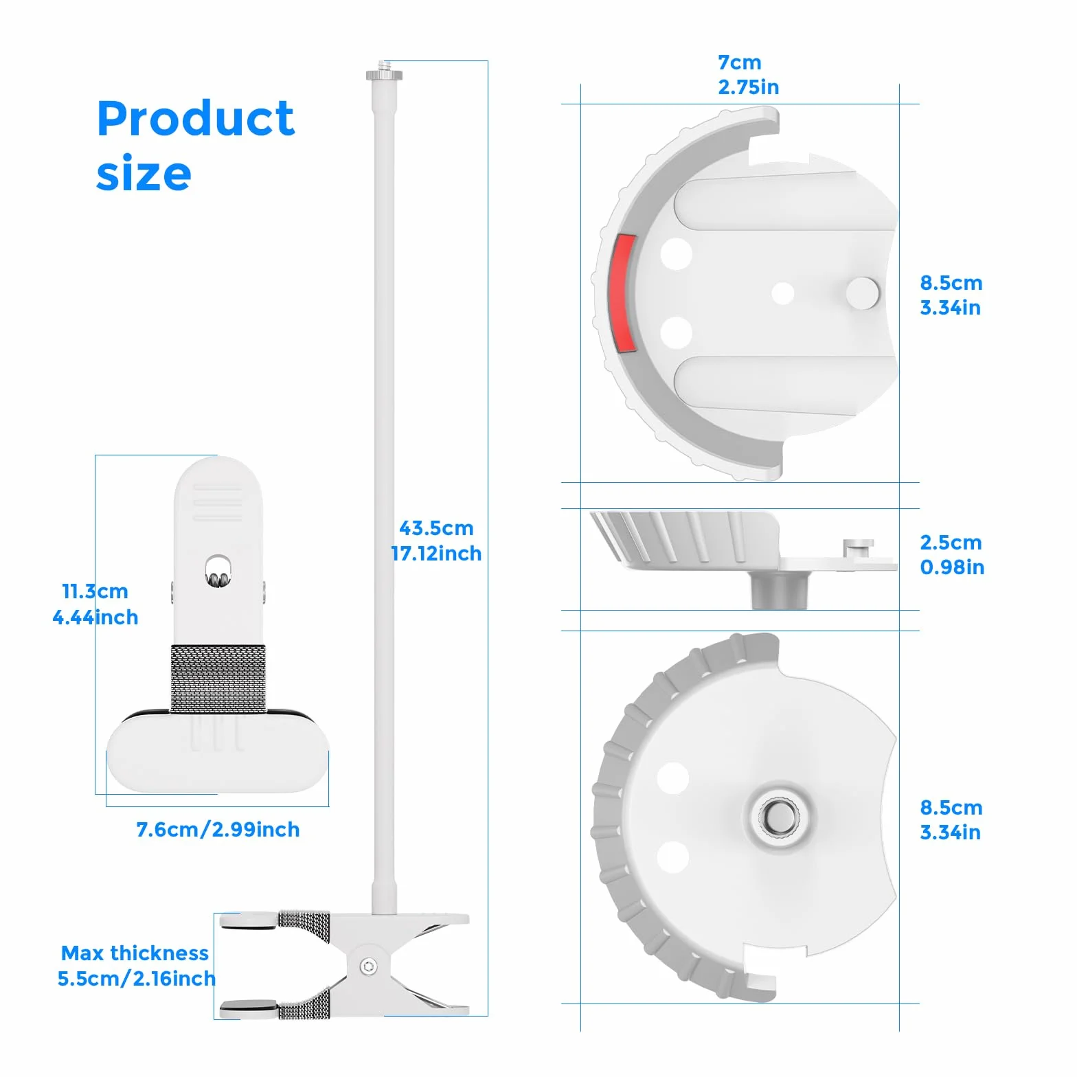 Babysense uchwyt na monitor HD S2/V43, elastyczny uchwyt do elektronicznej niani, kompatybilny z Babysense V43/S2, uchwyt na klips, elastyczny uchwyt obrotowy, nie wymaga wiercenia, uchwyt dla