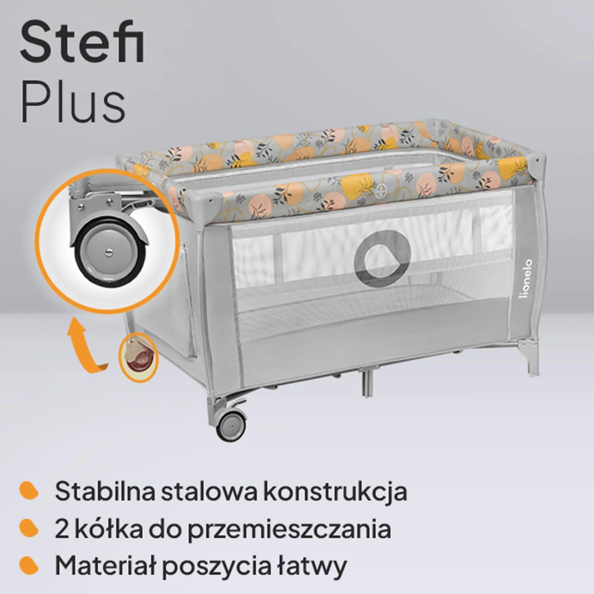 LIONELO Stefi Plus łóżeczko turystyczne 2 w 1 do 15 kg, łóżko dziecięce z materacem, boczne wejście z zamkiem błyskawicznym, wysokiej jakości materac piankowy, szybkie składanie