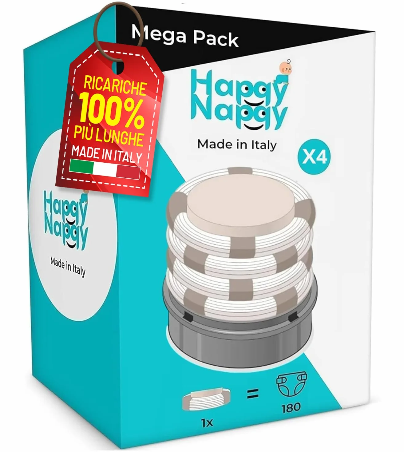4 wkłady do zapasów, kompatybilne z Tommee Tippee Twist & Click, Sangenic Tec, Simplee Sangenic i LitterLocker – torebki zapachowe 8 metrów