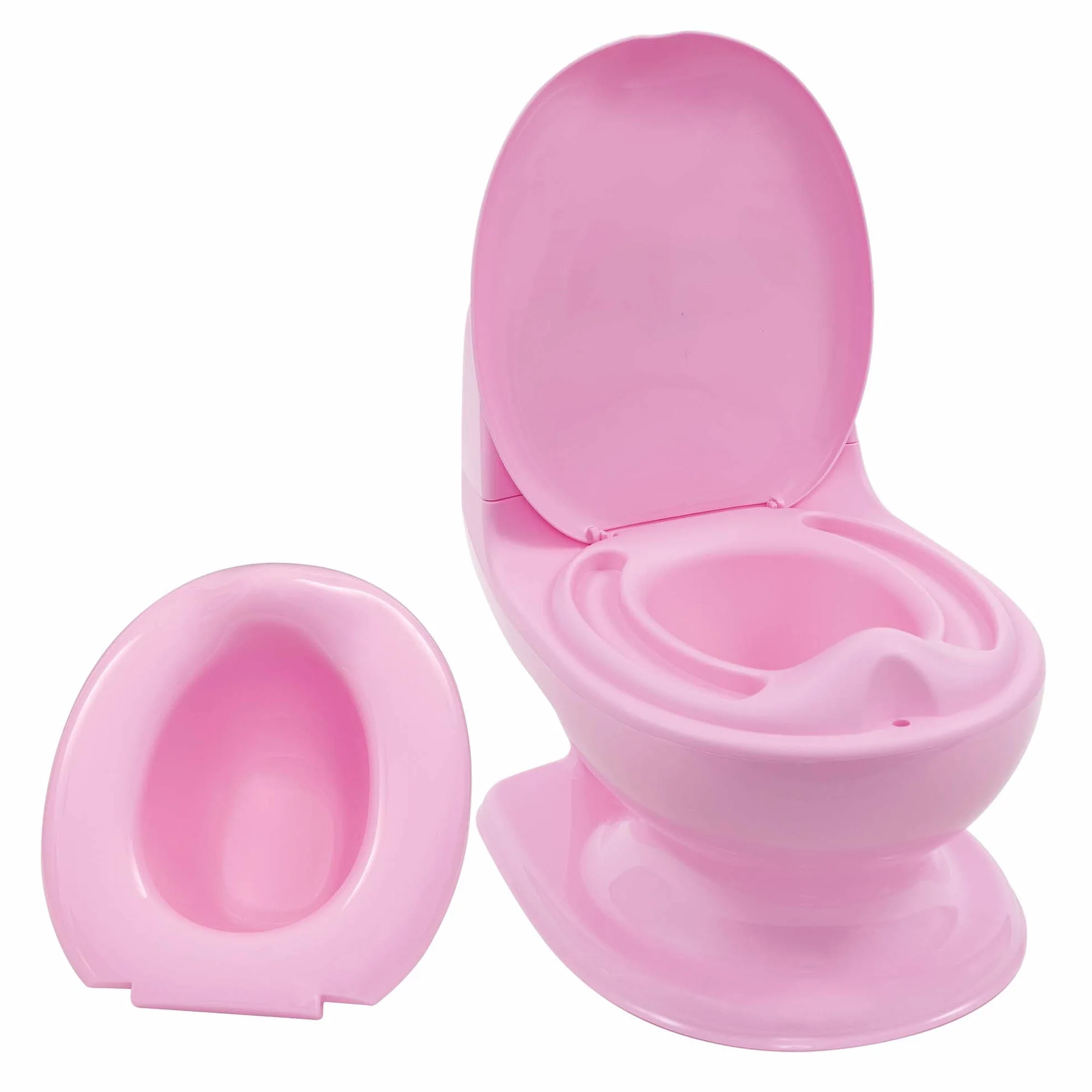 Nuby - My Real Potty – dziecięcy nocnik z hałasem płukania – trenażer toaletowy dla dzieci – z prawdziwym dźwiękiem i bateriami wchodzą w zakres dostawy – różowy – 18 miesięcy
