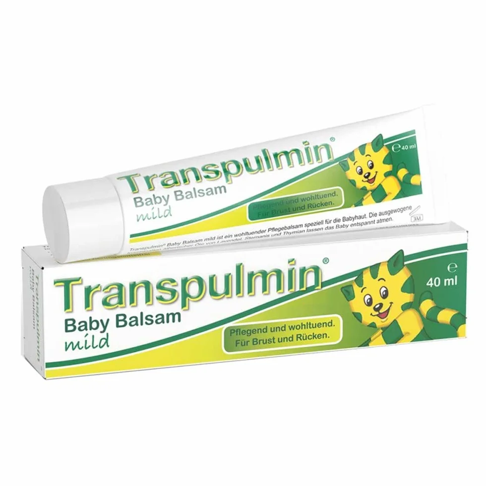 Transpulmin Balsam dla niemowląt łagodny: kojący balsam na przeziębienie dla dzieci od 3 miesięcy, na przeziębienie, kaszel i katar, 40 g balsamu
