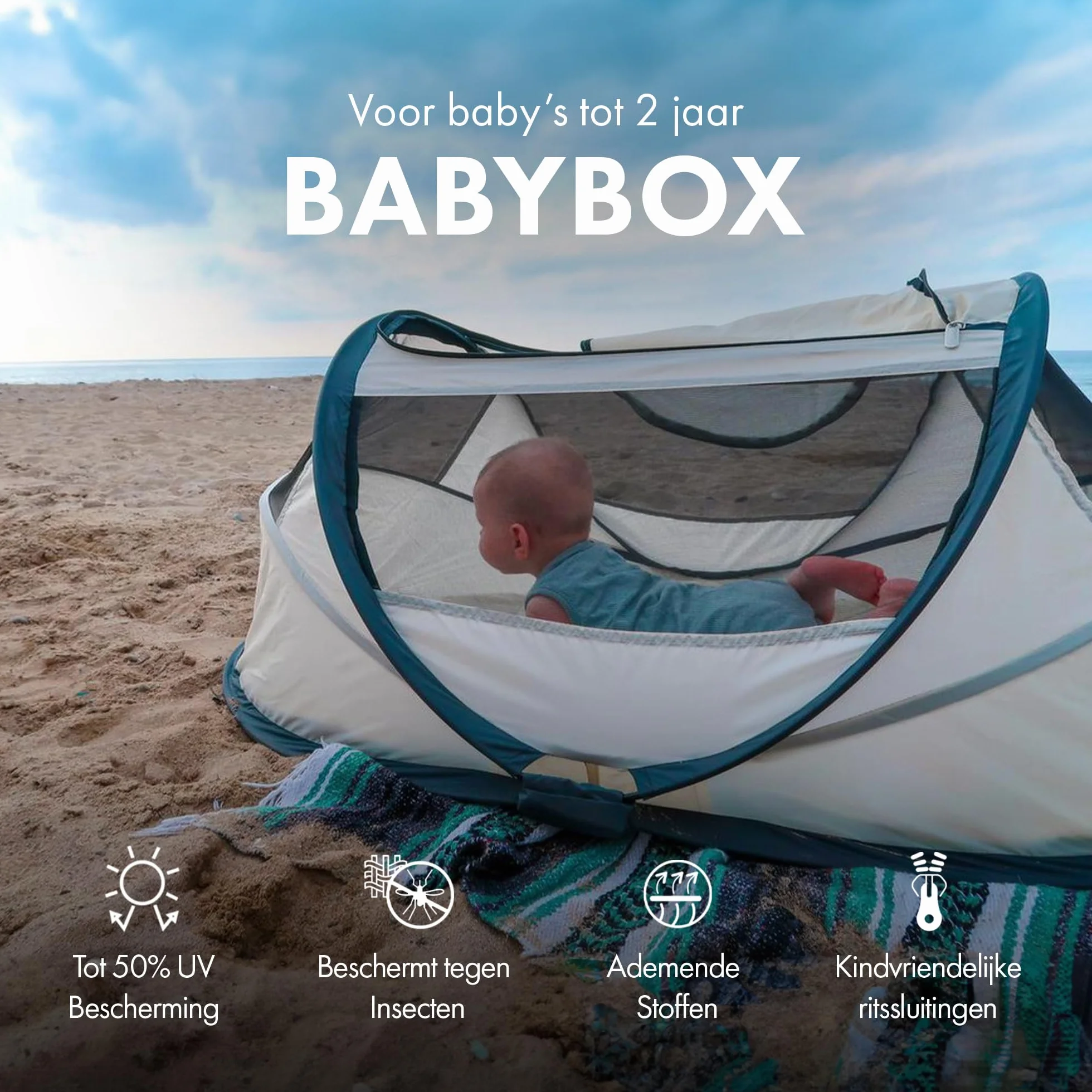 DERYAN Travel Cot łóżeczko turystyczne - BabyBox - Pop up - lekkie, kompaktowe i składane - składane - składane w zaledwie 2 sekundy - z moskitierą i torbą do przenoszenia (śmietana)