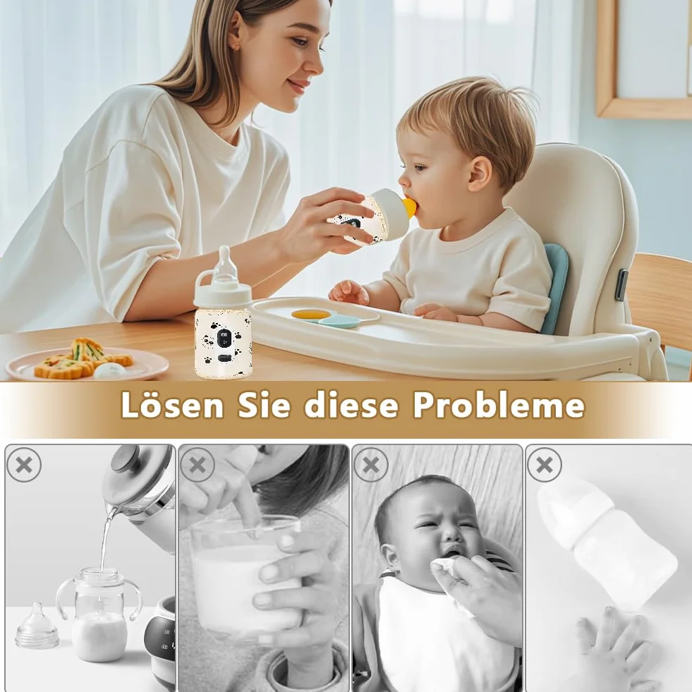 Aohcae podgrzewacz do butelek dla niemowląt w podróży, podgrzewacz do butelek dla niemowląt w podróży z wyświetlaczem LCD podgrzewacz do butelek dla niemowląt w podróży 21 ustawialnych poziomów