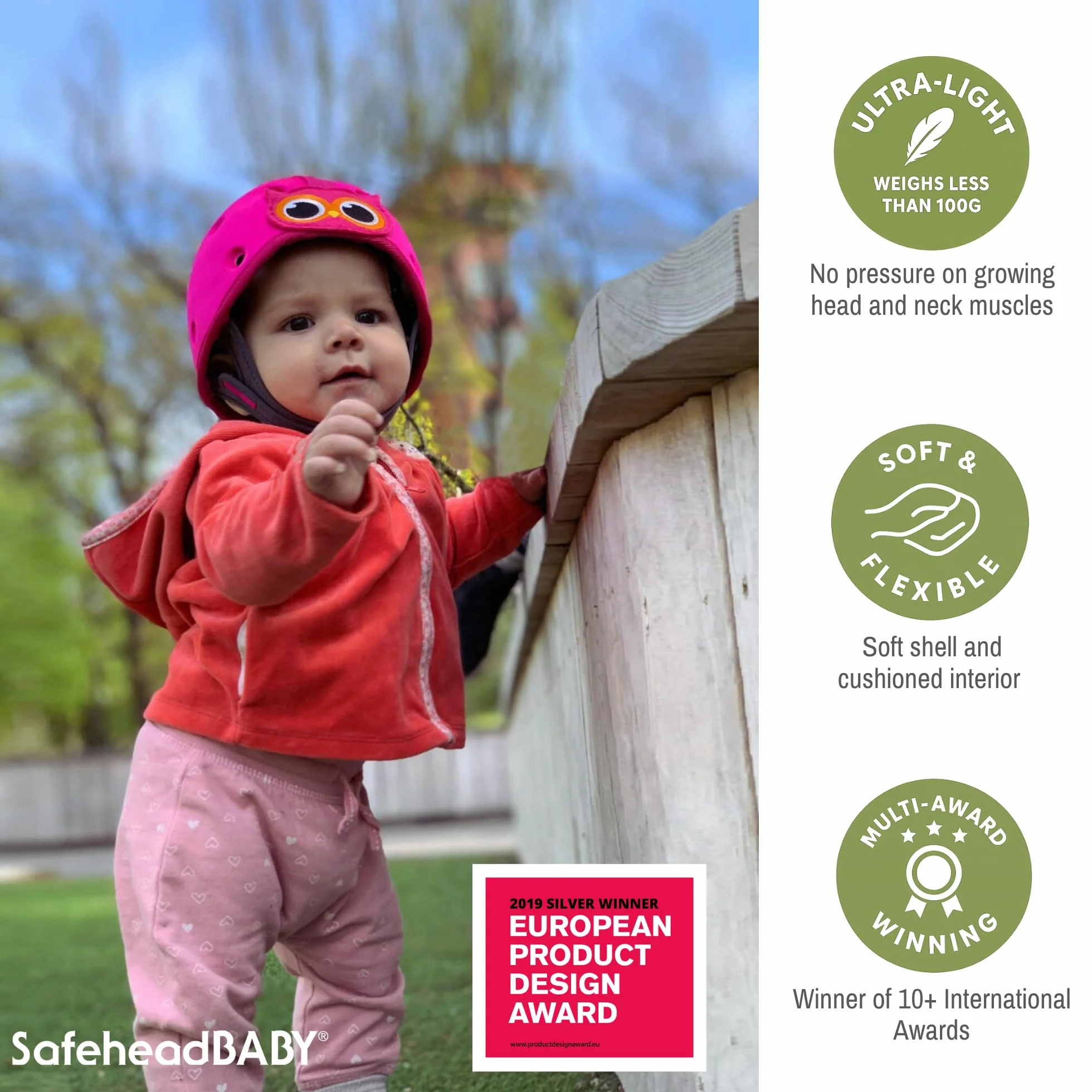 SafeheadBABY: Wielokrotnie nagradzany kask ochronny dla niemowląt, kask do raczkowania i chodzenia, ochrona głowy dla maluchów, rozszerzalny i regulowany, ultralekki, przetestowany i certyfikowany
