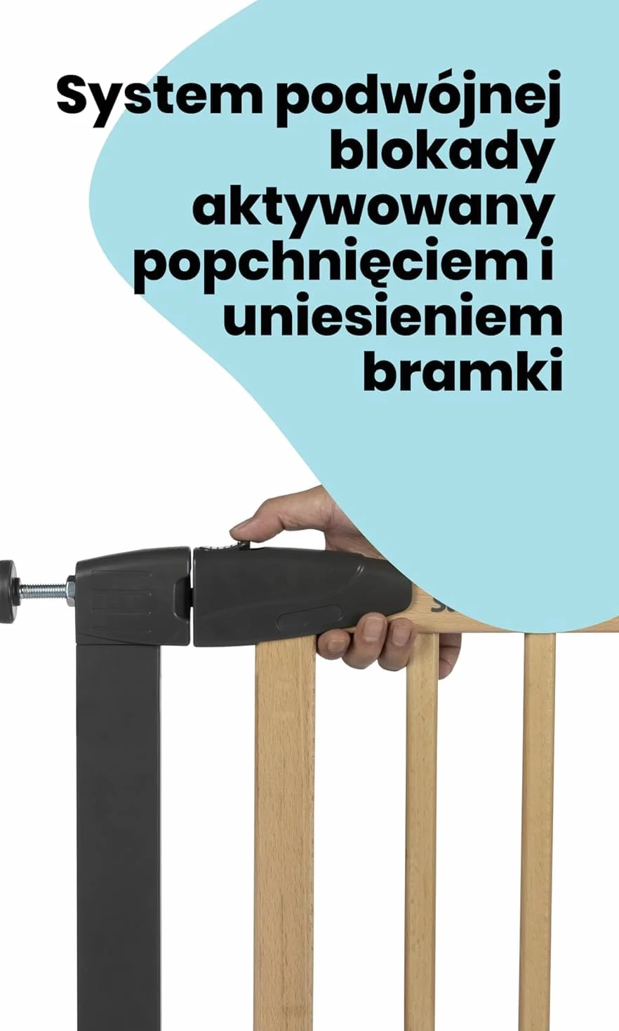 Safety 1st Simply Close Wood and Metal, Bramka schodowa na wcisk, 73–80 cm (do 94 cm), Bez śrub, bez wiercenia, Otwieranie 1 ręką, Podwójna blokada, Bramka zabezpieczjąca dla dzieci, Wood & Graphite