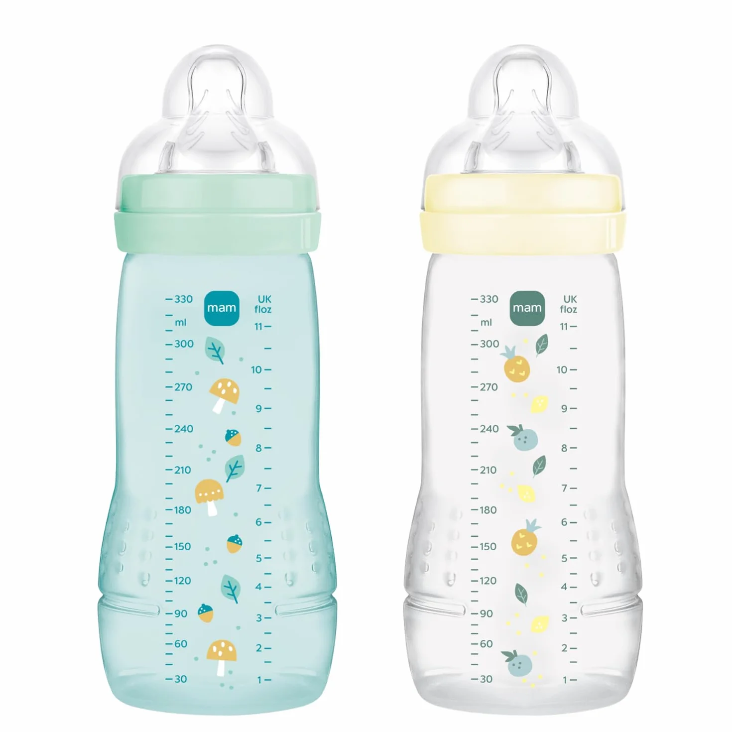 MAM | Easy Active 6+ Miesięczny Ice Color + Perła (zestaw 2 x 330 ml) - z silikonowym smoczkiem o dużej szybkości przepływu X - hermetyczne zamknięcie dla niemowląt