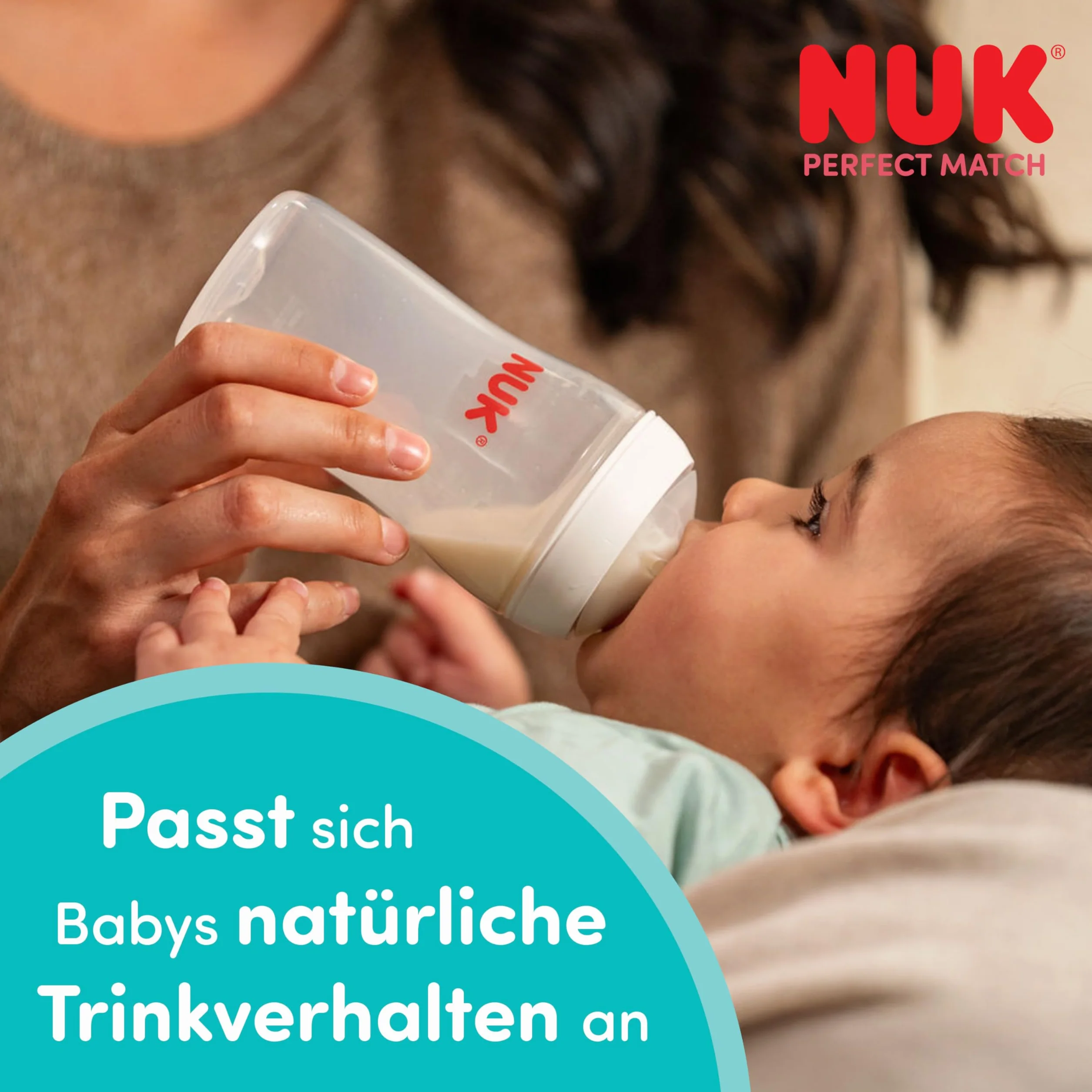NUK Perfect Match Butelka dla niemowląt | 0+ miesięcy | 150 ml | Butelka przeciwkolkowa | PP | Wskaźnik kontroli temperatury | Małpka | 1 sztuka