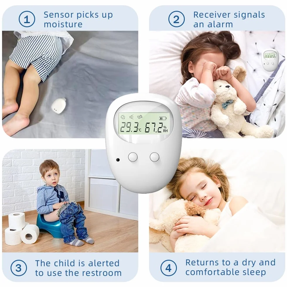bezprzewodowy alarm do nocnego moczenia dla dzieci, ładowany przez USB, 3 tryby pracy, bezprzewodowy alarm do nocnego moczenia dla dzieci i osób starszych do wykrywania nietrzymania moczu