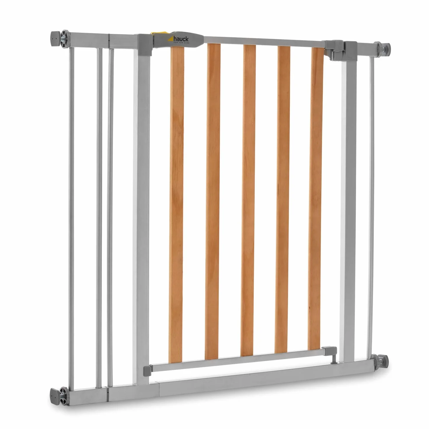 Hauck Brama drzwi/osłona schodów dla dzieci Drewniana blokada 2 Brama bezpieczeństwa z przedłużeniem 9 cm/bez wiercenia/84 - 89 cm szerokość/rozszerzalna/metalowa kratka drewniana