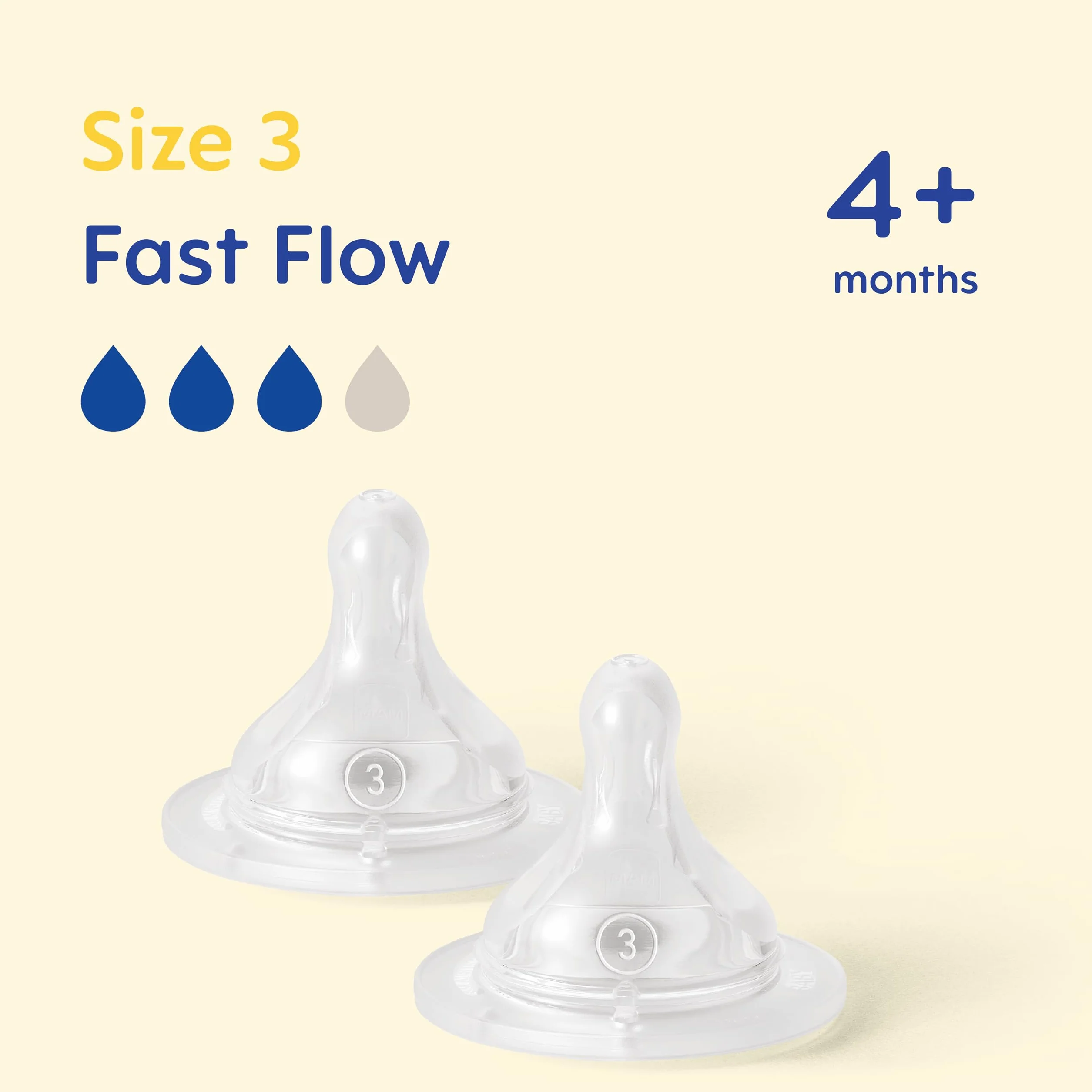 MAM Smoczki Rozmiar 3 dla 4 Miesięcy, Fast Flow z Silikonem SkinSoft, Pasuje do Wszystkich Butelek MAM, Niezbędne Akcesoria do Karmienia Niemowląt, 2 Sztuki