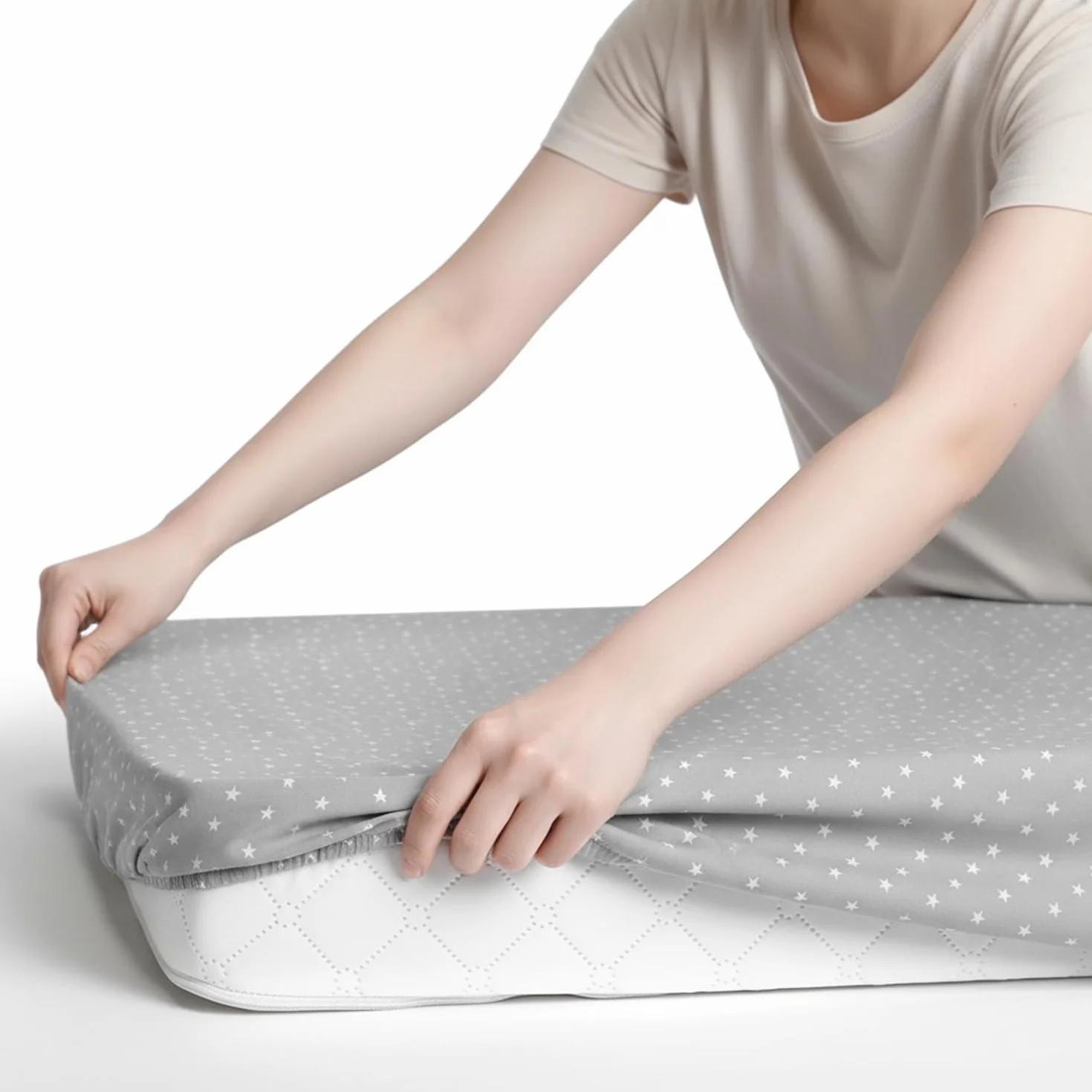 GOTS 2 prześcieradła z bawełny organicznej 120 x 60 cm, kompatybilne z Next2me, Snuzpod i wszystkimi łóżeczkami nocnymi, mini łóżeczka do 120 x 60 cm, opakowanie 2 arkuszy.