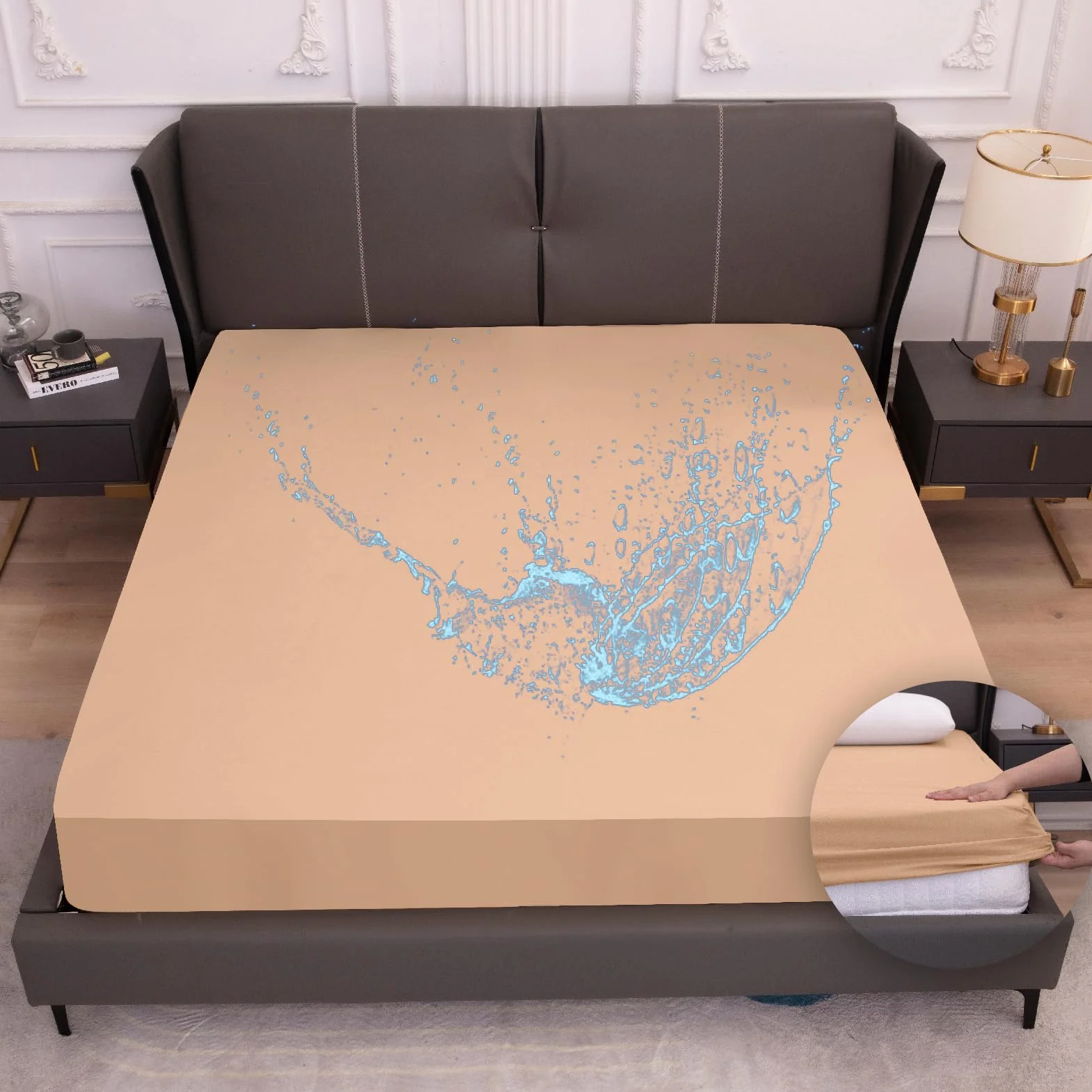 Arcona Ochraniacz na materac, wodoszczelny, 160 x 200, nietrzymanie moczu, wodoszczelne prześcieradło z gumką, oddychające, wodoszczelne prześcieradło chroniące przed wilgocią, nadaje się do prania