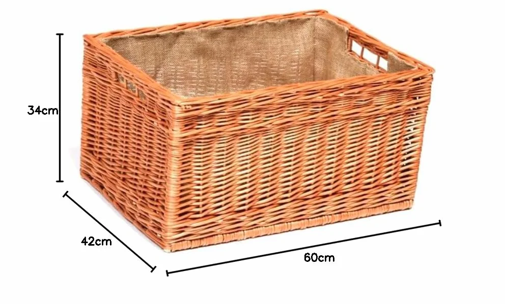 e-wicker24 Kosz kominkowy z naturalnej wikliny z uchwytem do przenoszenia, kosz kominkowy, kosz na frewno do kominka