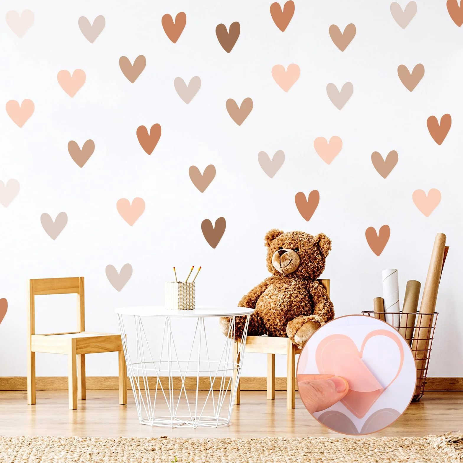 72 naklejki ścienne do pokoju dziecięcego, zestaw serc, tatuaż ścienny do pokoju dziecka, naklejki w stylu boho dla dziewcząt, chłopców, niemowląt, nadają się do sypialni, naklejki ścienne