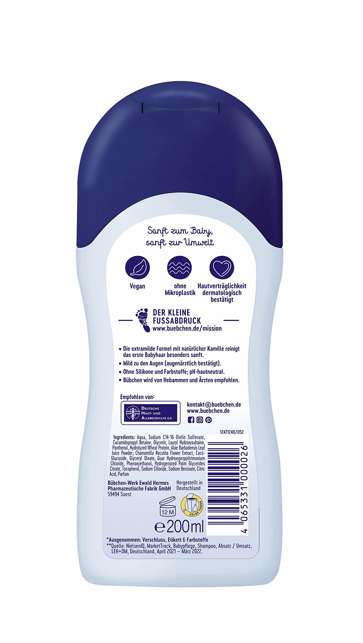 Bübchen, szampon dla niemowląt, 200 ml