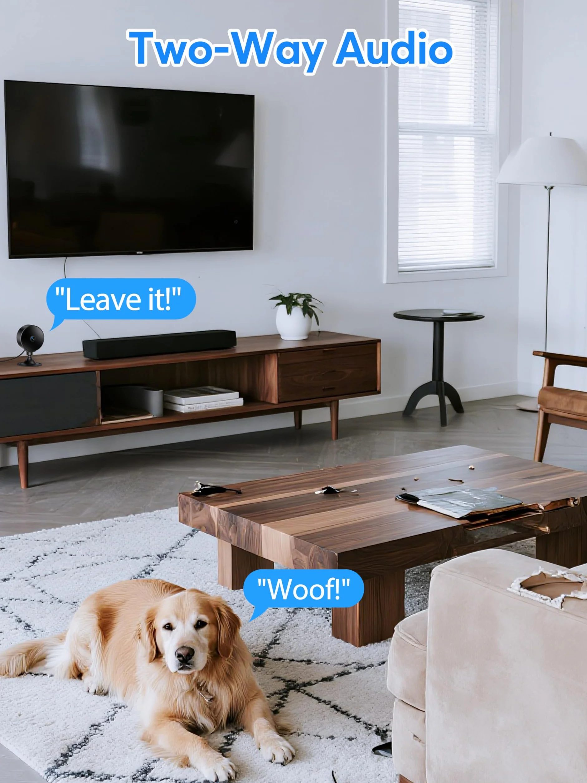 Kamera Wewnętrzna 2K 3MP, WiFi Niania i Kamera dla Zwierząt z Wykrywaniem Ruchu, Dwukierunkowy Dźwięk, Nocne Widzenie, Kompatybilna z Alexa i Google Assistant, SD/Cloud, Tylko WiFi 2,4GHz