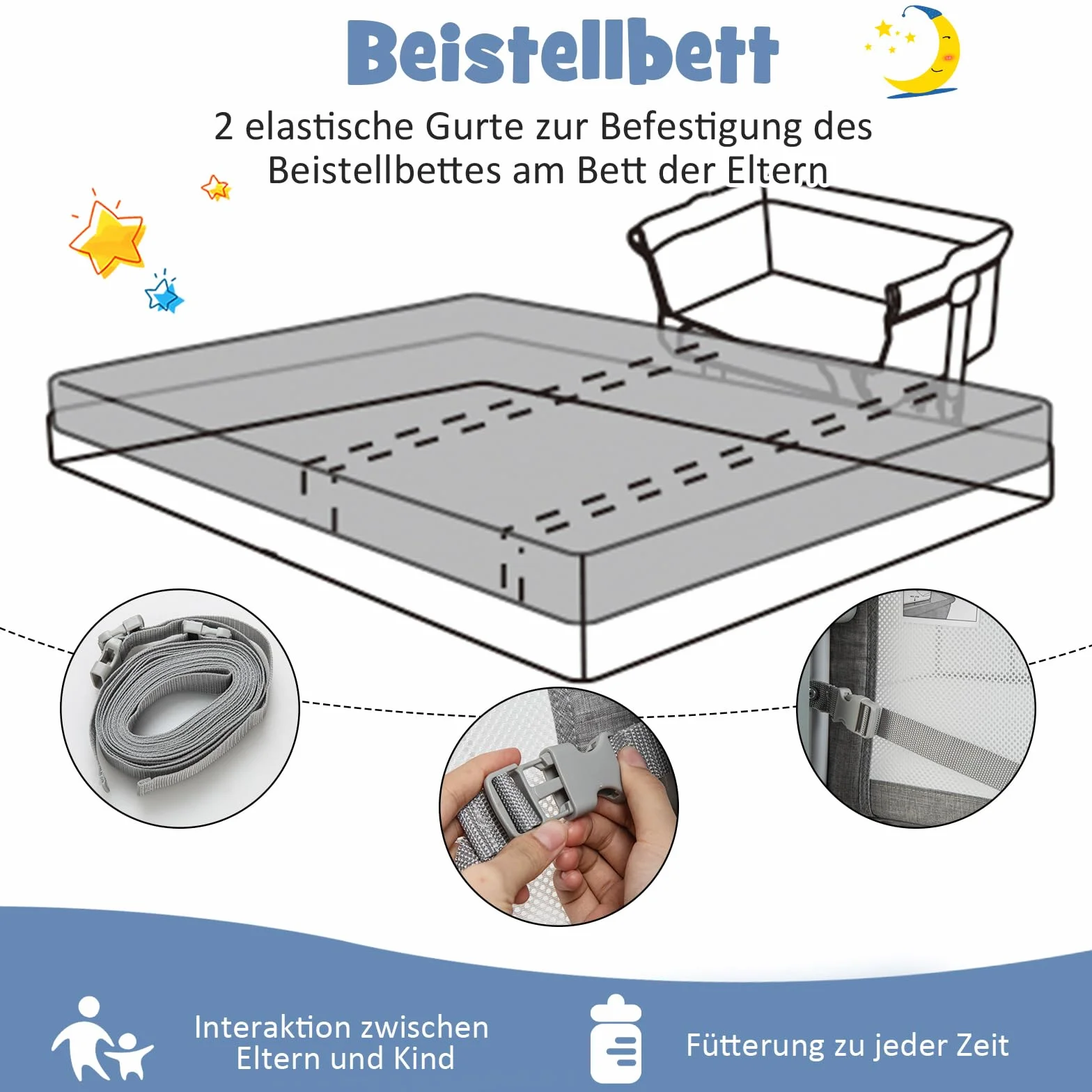 COSTWAY Łóżeczko dziecięce 4 w 1 z moskitierą, łóżeczko pomocnicze, kołyska dla niemowląt, wózek dla niemowląt i łóżeczko turystyczne z materacem, 6 regulowanych wysokości, torba do noszenia, mobilne