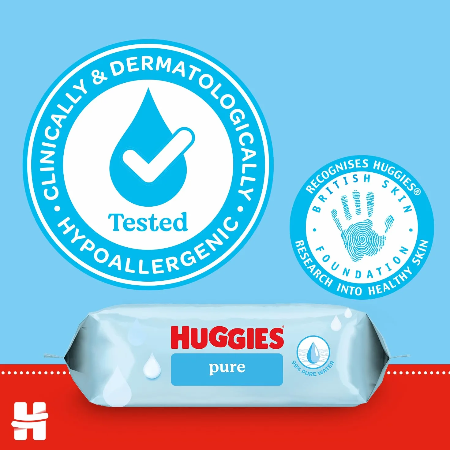 Huggies Chusteczki dla niemowląt z czystego plastiku – 99% chusteczki nawilżane wodą, bezzapachowe, hipoalergiczne, lepsze czyszczenie, miękkie i delikatne dla delikatnej skóry niemowląt – 18 sztuk