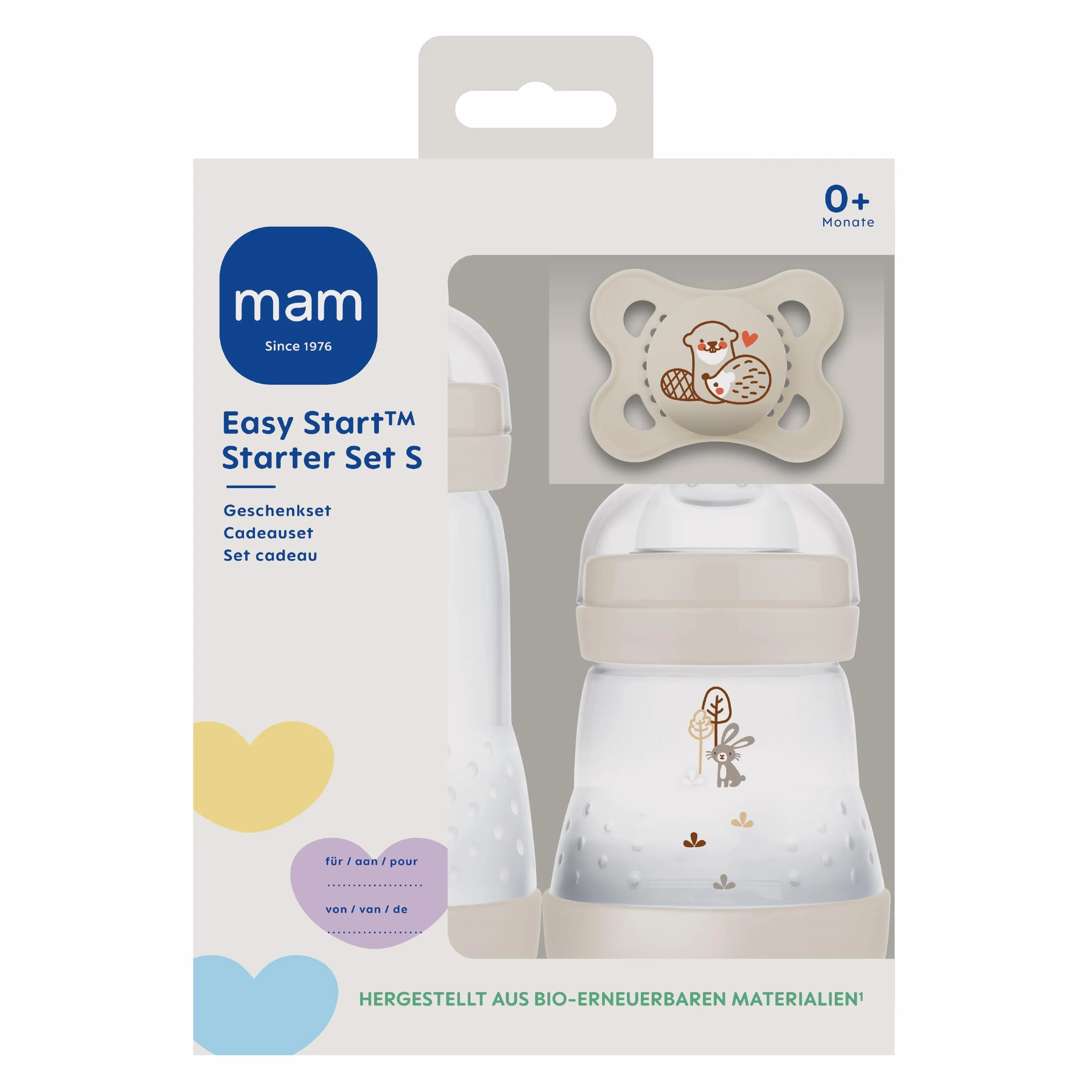 MAM Easy Start Anti-Colic zestaw startowy S, pierwsze wyposażenie dla niemowląt, z 2 butelkami Anti-Colic (160 ml i 260 ml), w zestawie smoczek rozmiar 1 i smoczek, zestaw upominkowy dla niemowląt, od