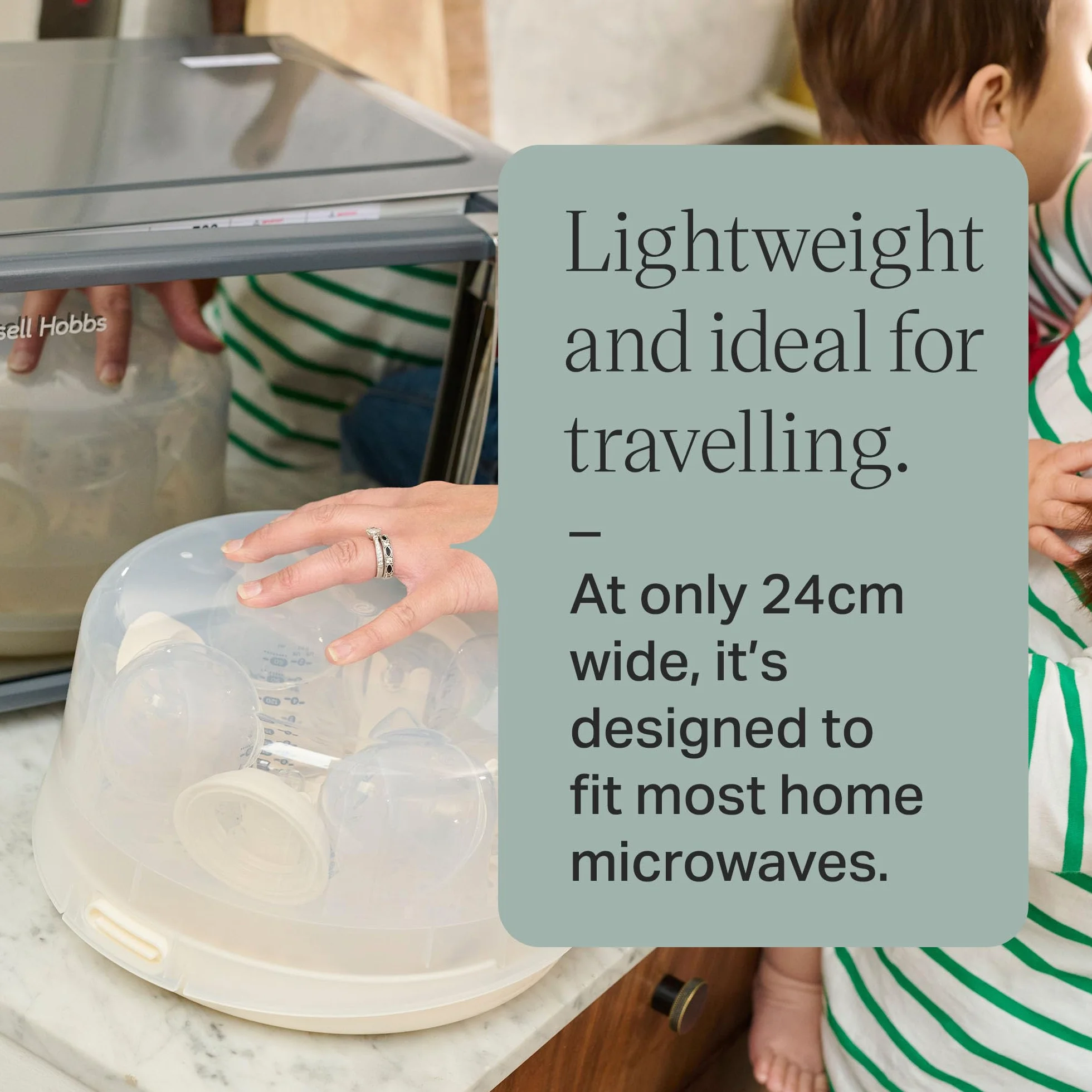 Tommee Tippee Steriliser, Microwave Steam Steriliser for Baby Bottles, 4-Minute Sterilisation Cycle (Pack of 1)