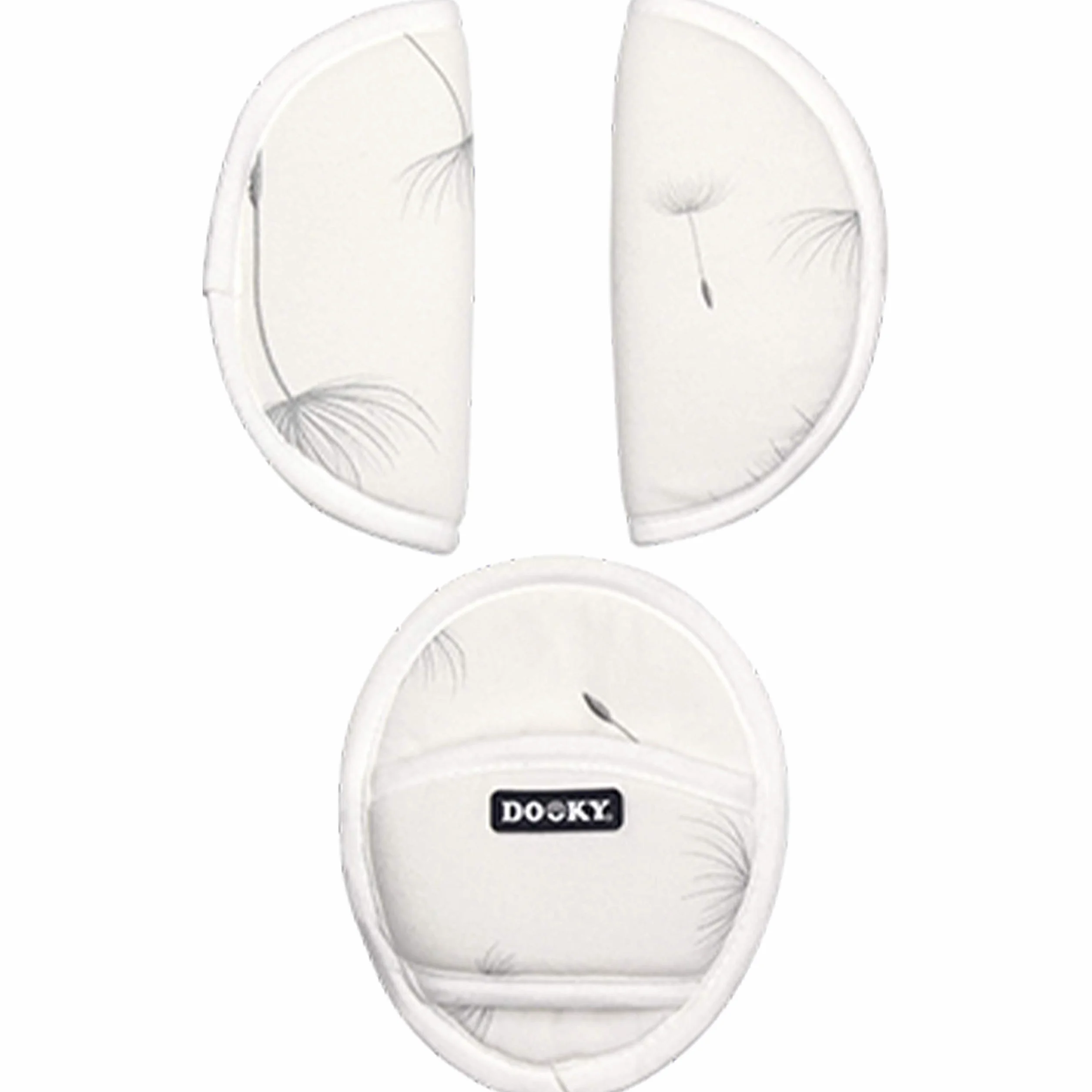 Dooky Universal Pads Ochraniacze pasów bezpieczeństwa & Podkładki pod pasy do nosidełka dla niemowląt, wózka & fotelika samochodowego (wzór:grupa wiekowa 0+, dla większości marek), Biały
