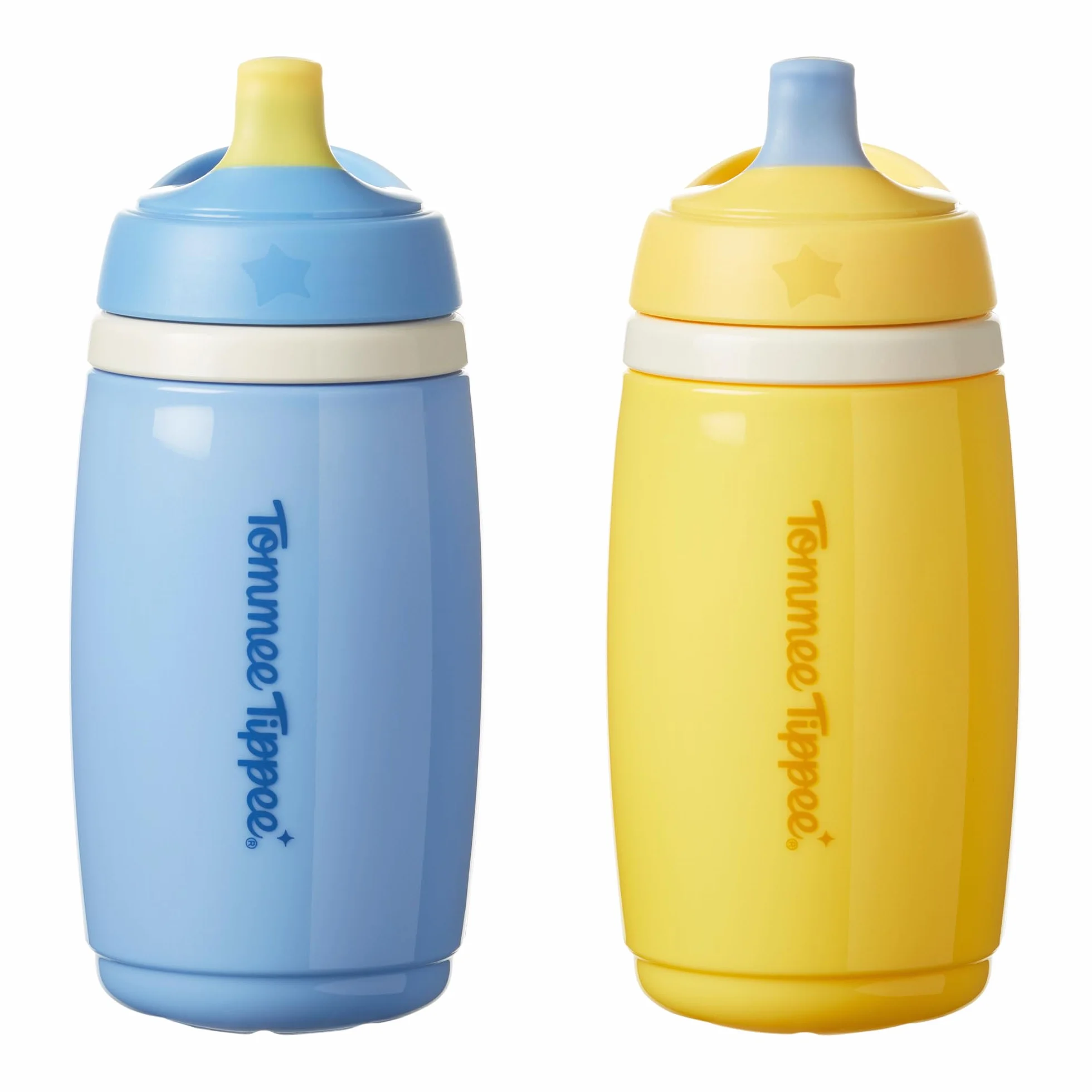 Tommee Tippee Zestaw 2 izolowanych kubków z aktywnym dzióbkiem, 266 ml, zapobiegająca rozlewaniu się butelki na wodę dla małych dzieci w wieku od 12 miesięcy, izolowane, aby utrzymać chłód napojów