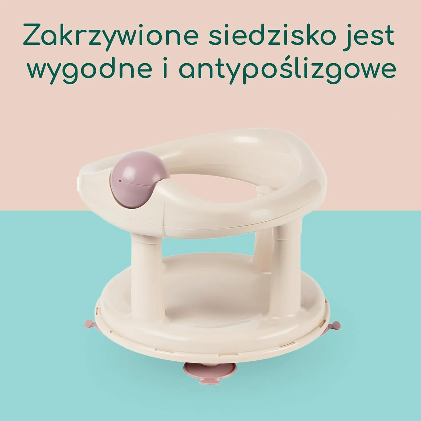 Obrotowe Siedzisko do Kąpieli Bebeconfort, Siedzisko do Kąpieli, Ergonomiczne, 6-12 miesięcy, 0-10 kg, Beige