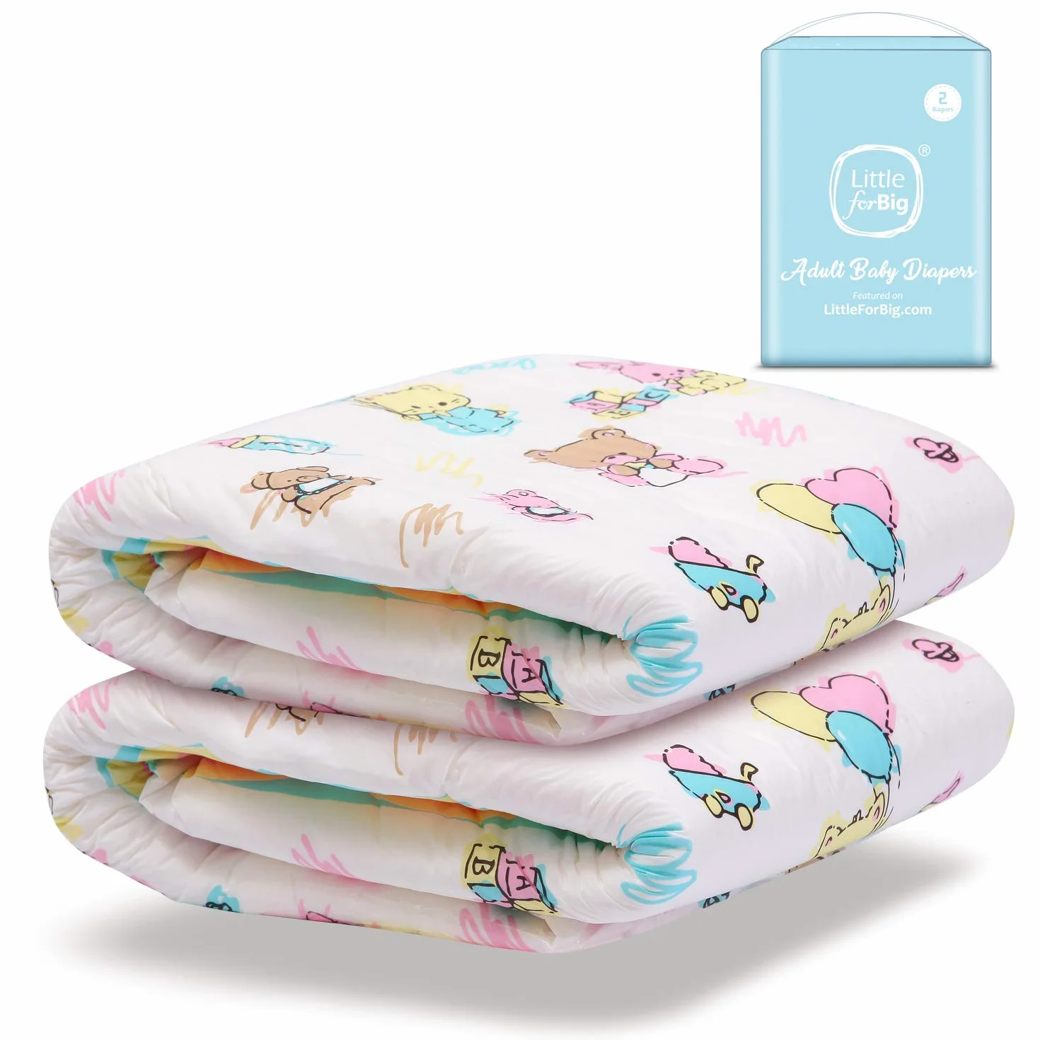 LittleForBig Drukowane Briefy pieluchy dla dorosłych Dorośli Baby miłośnik pieluszek ABDL 2 sztuki-Baby Cuties M