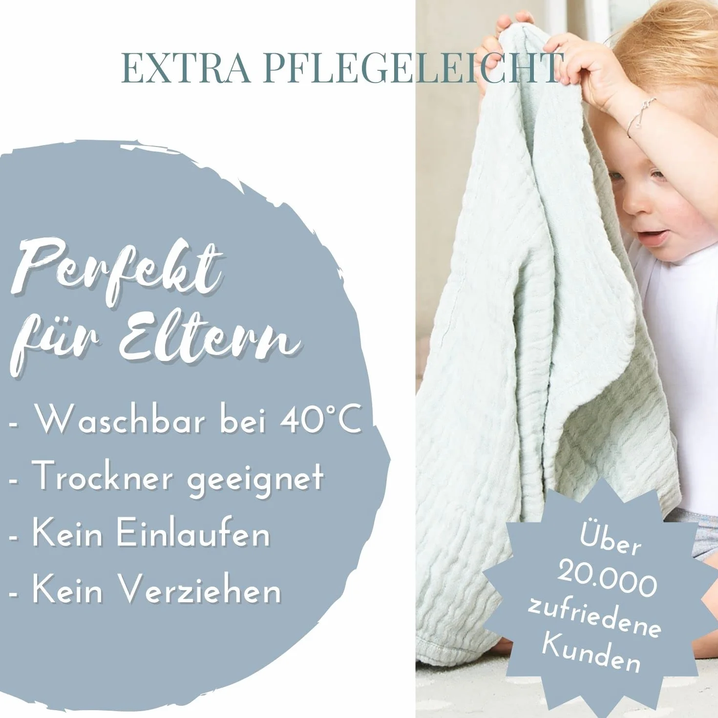 Nordic Coast® muślinowy koc duży – kocyk do raczkowania dla niemowląt w kolorze niebieskim – 90 x 120 cm – 100% bawełna Oeko Tex® – 4-warstwowy – chusta muślinowa – przytulny koc na podróż – bardzo miękki