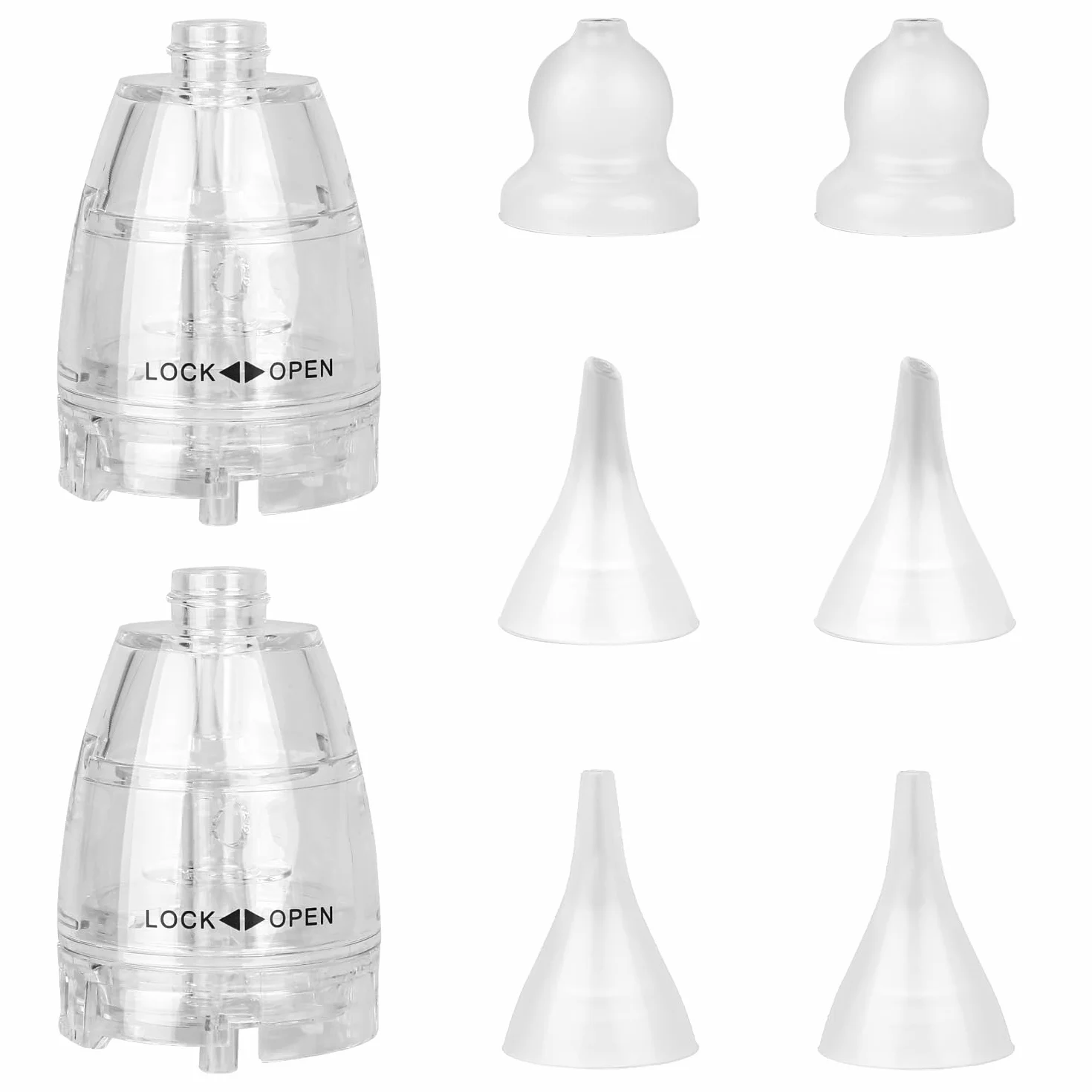 BOXOB 6 Sztuk Wymiennych Końcówek Aspiratora i 2 Plastikowe Wymienne Głowice, 3 Rodzaje Silikonowych Końcówek Aspiratora do GROWNSY Watolt LittleTora HEYVALUE Cocobela HailiCare KIDIRA TEQIN X-Bosak