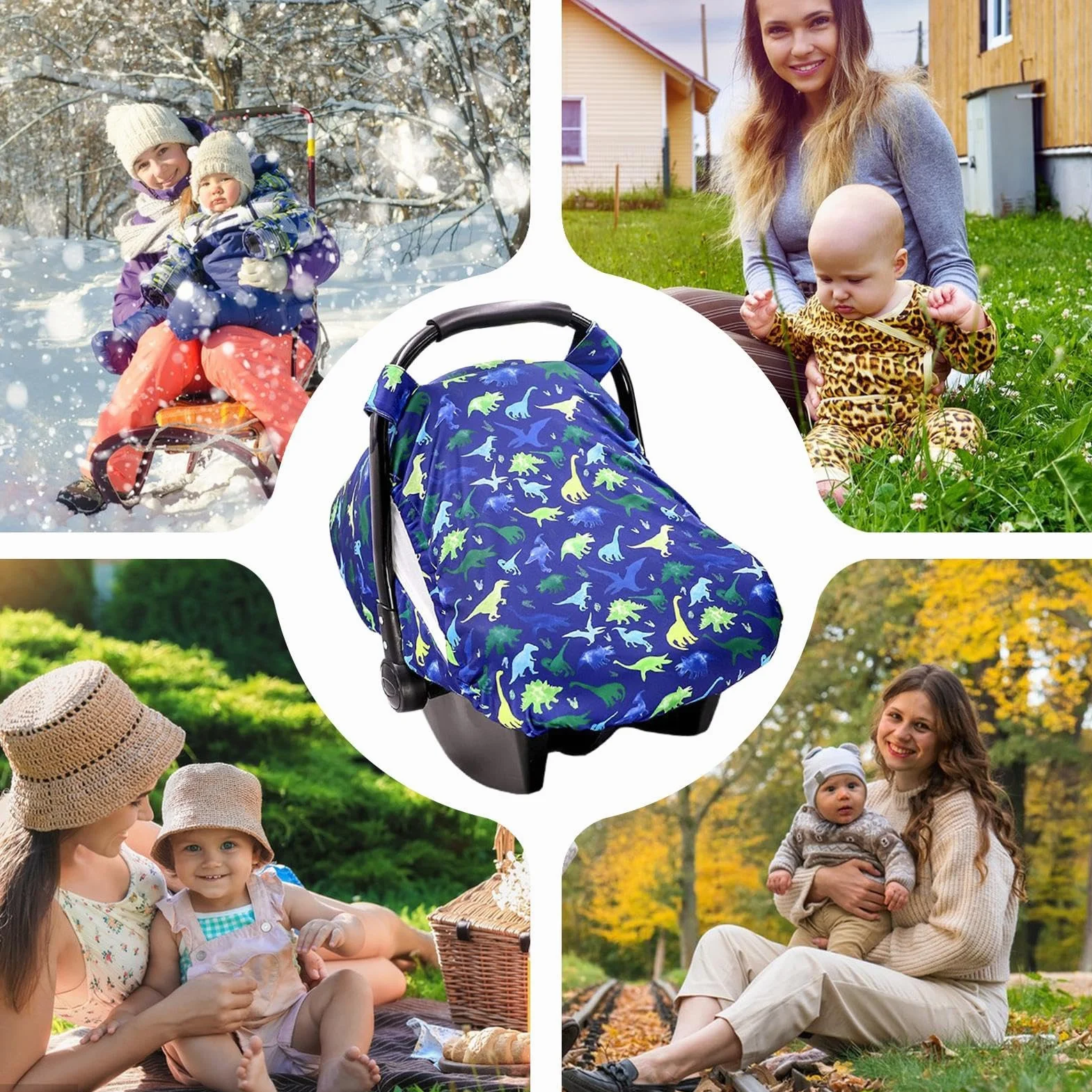 Kids Car Seat Cover, Travel Carrier Canopy, Kick Proof Protection, Double Layer Window Design, Soft & Breathable, Perfect for Boys, Girls, and Children Comfort