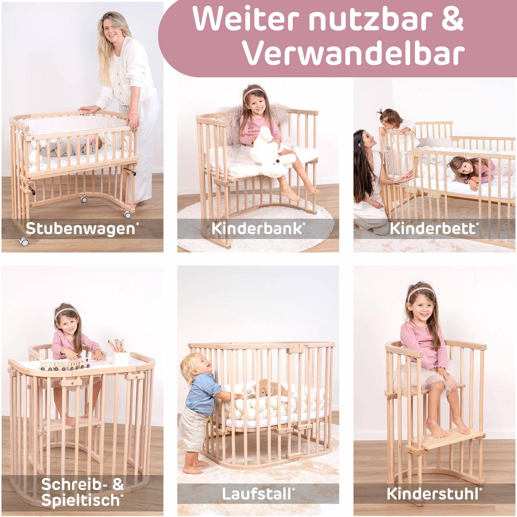 Babybay Oryginalne łóżeczko do spania przy łóżku, naturalne niepoddane obróbce