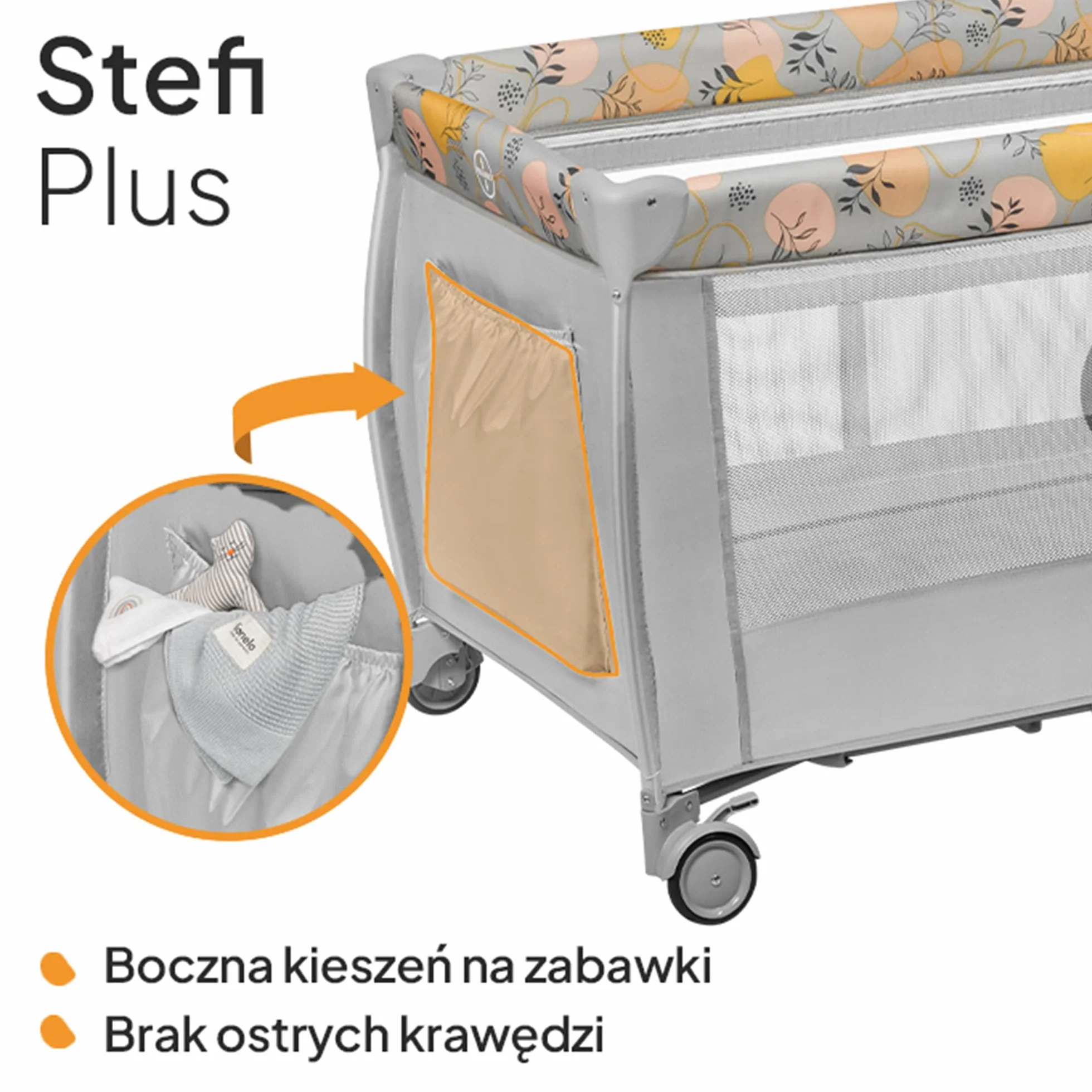 LIONELO Stefi Plus łóżeczko turystyczne 2 w 1 do 15 kg, łóżko dziecięce z materacem, boczne wejście z zamkiem błyskawicznym, wysokiej jakości materac piankowy, szybkie składanie