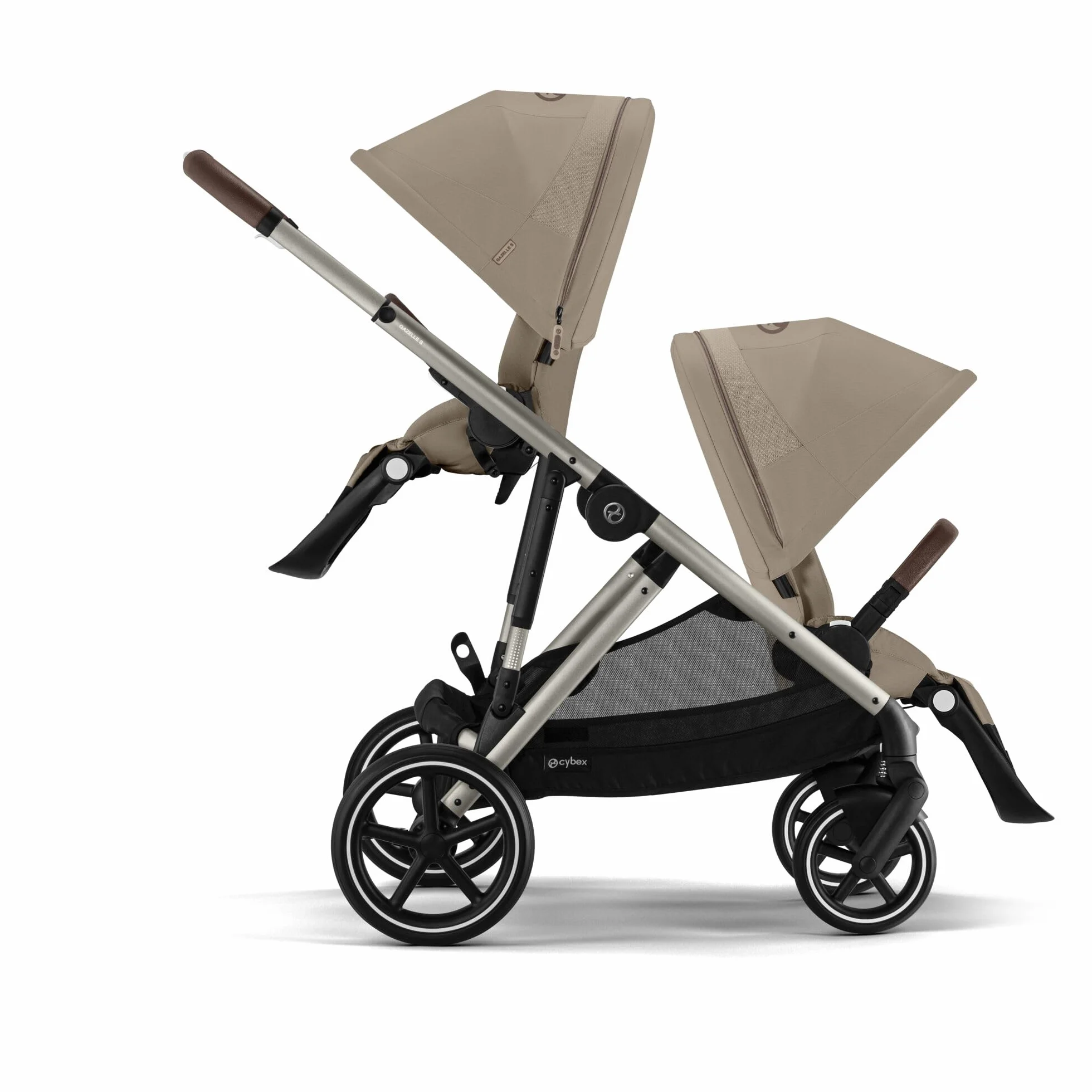 CYBEX Gold wózek dziecięcy GAZELLE S, Od urodzenia do ok. 4 lat, Max. 22 kg (tryb pojedynczy) / 2x 22 kg (tryb duo), System All-in-1 z 20+ konfiguracjami, Almond Beige
