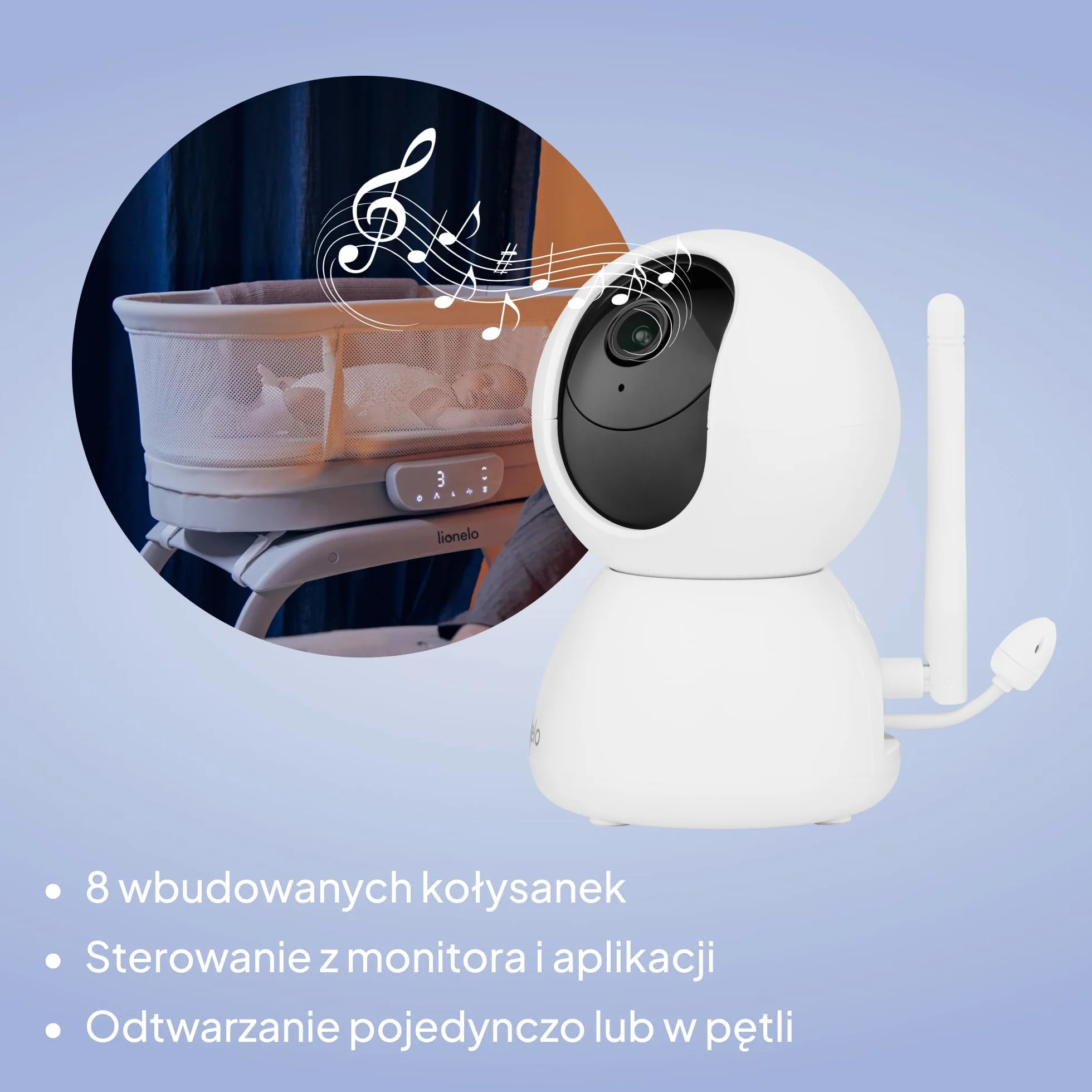Lionelo Babyline 8.4 elektroniczna niania z kamerą i aplikacją, monitor wideo dla niemowląt z 5-calowym wyświetlaczem, Full HD 1080p, widoczność w nocy, wykrywanie ruchu i pisania, 2-drożne audio