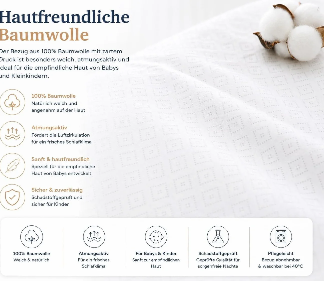 Comfort materac Maxi – 70 x 140 x 10 cm – zrównoważony – można go zwinąć, sprawdzony pod kątem substancji szkodliwych, certyfikat, 100% polibawełna, poszewka nadająca się do prania