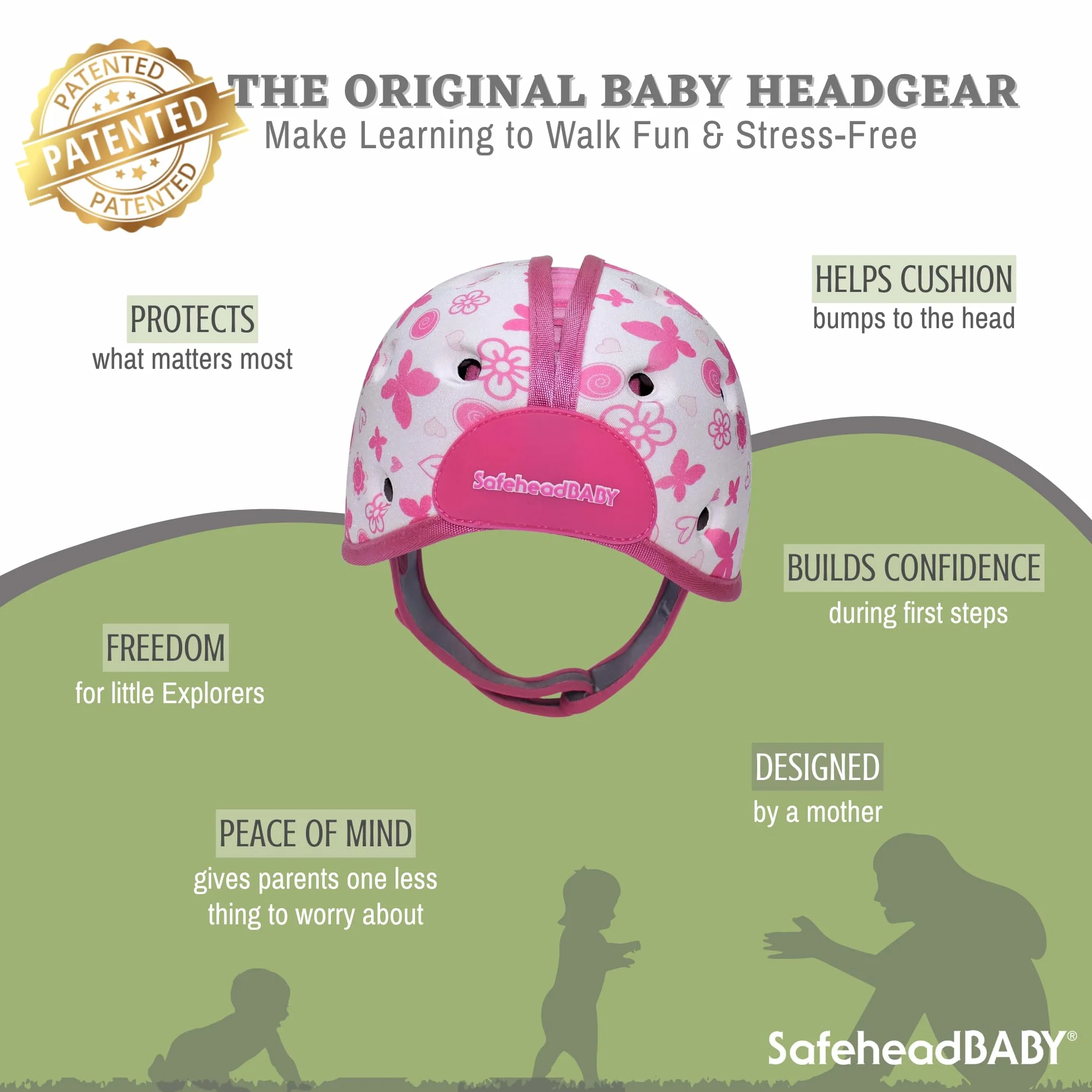 SafeheadBABY: Wielokrotnie nagradzany kask ochronny dla niemowląt, kask do raczkowania i chodzenia, ochrona głowy dla maluchów, rozszerzalny i regulowany, ultralekki, przetestowany i certyfikowany