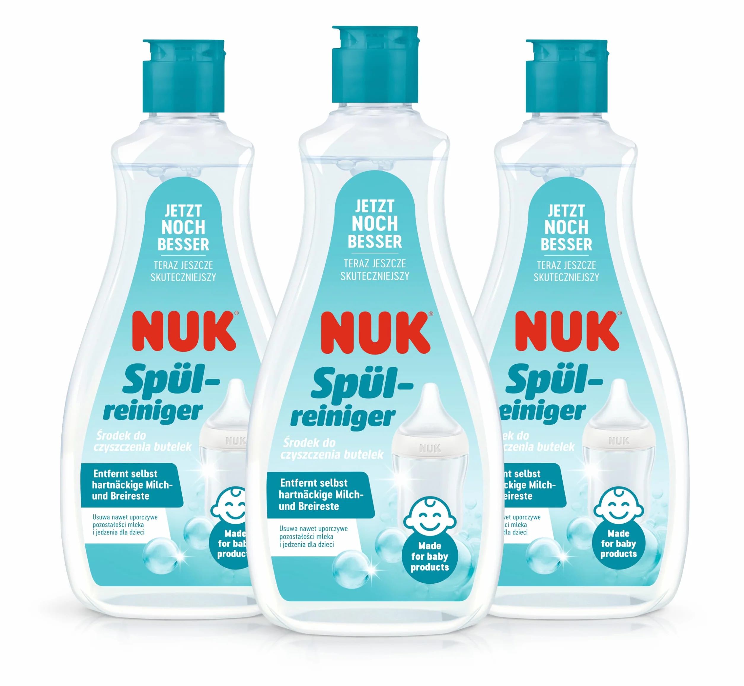 NUK Środek do mycia naczyń do butelek dla niemowląt | 500 ml | idealny do czyszczenia butelek dla niemowląt, nuklem i akcesoriów | środek czyszczący bez substancji zapachowych | neutralne pH | butelka
